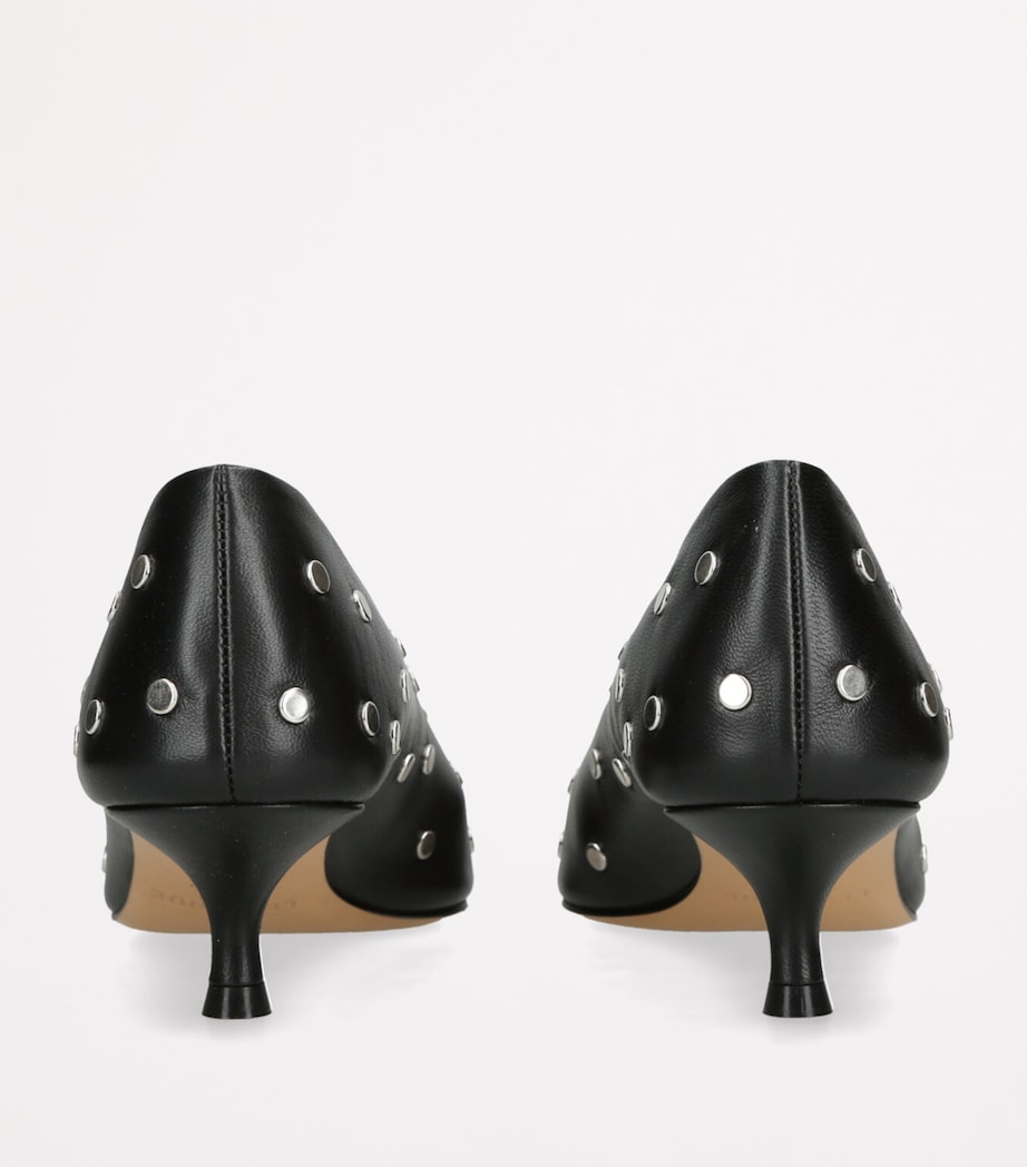 Leather Studded Babouche Pumps 35 BLACK Image 2