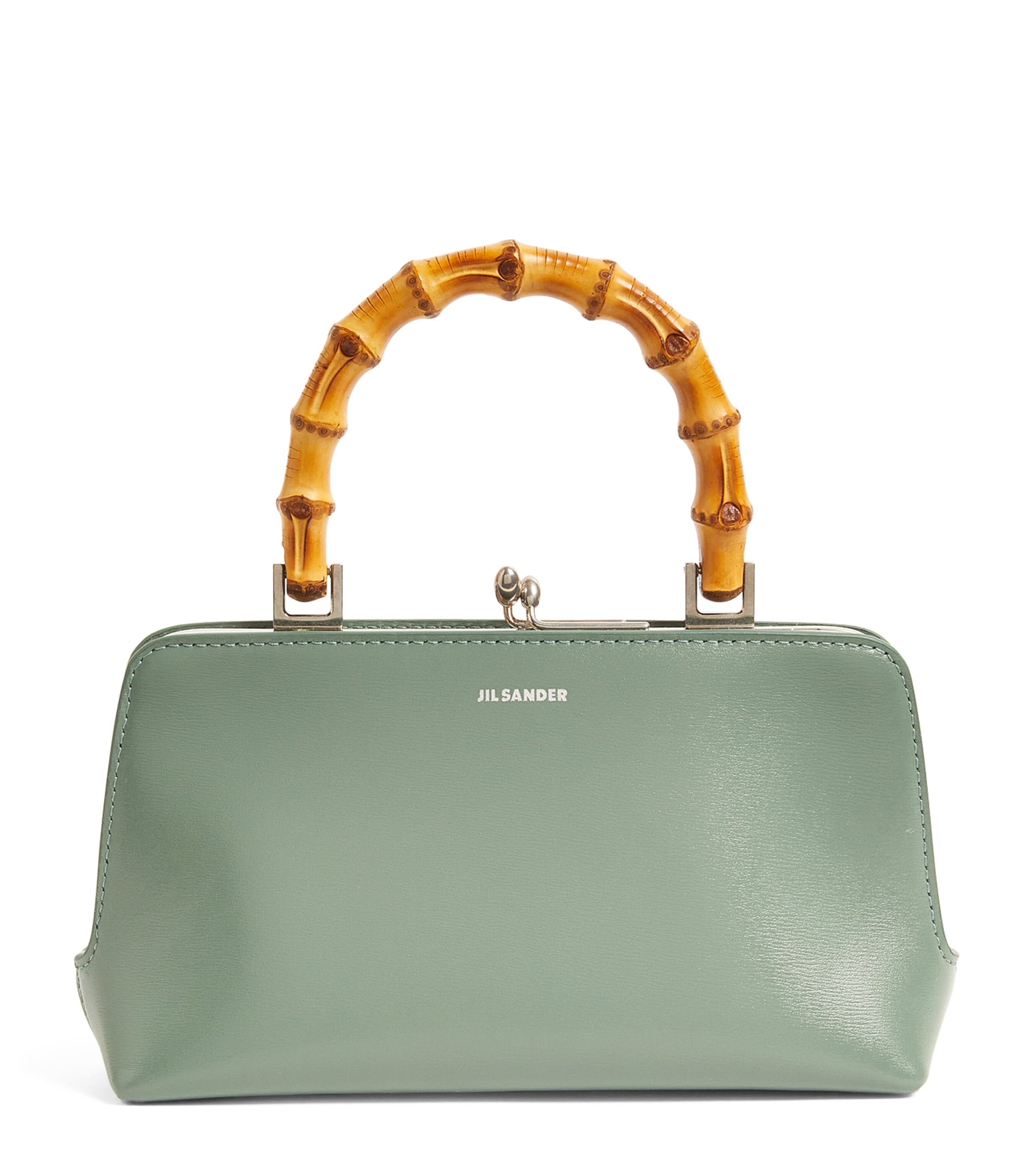 Jil Sander Mini Goji Bamboo Leather Top Handle Bag In Green