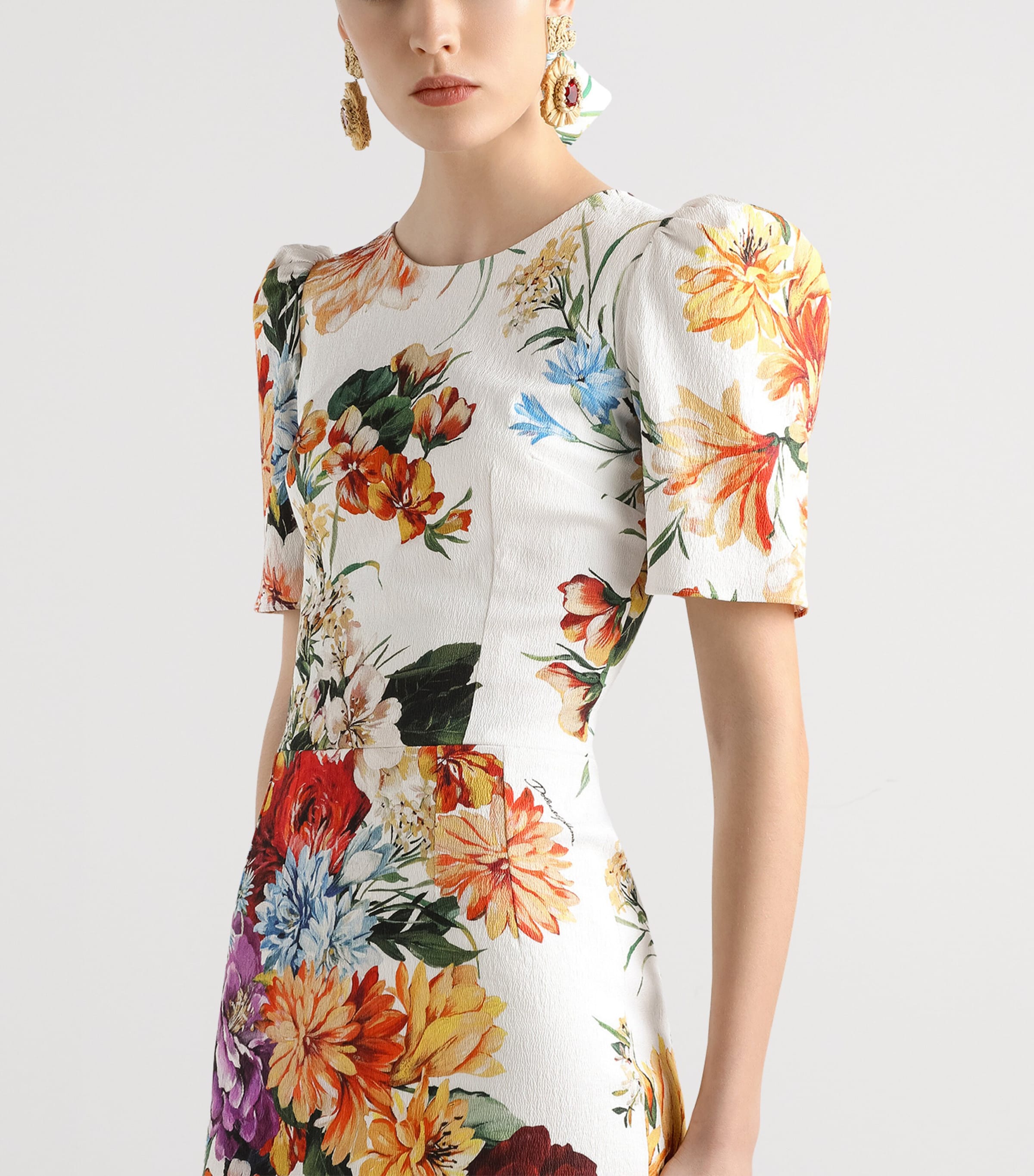 Dolce&Gabbana Womens Floral Print Midi Dress B.fiori Image 4
