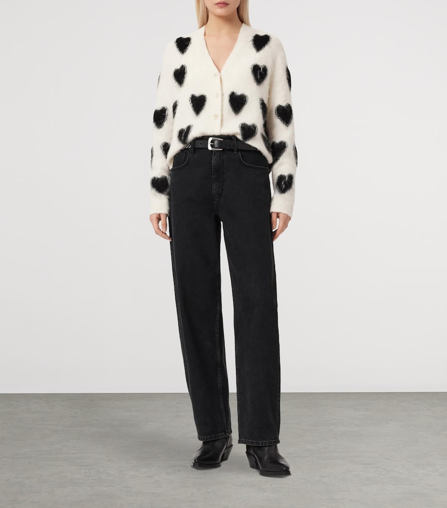 AllSaints Womens Scatter Heart Cardigan Chalk White/black Image 5