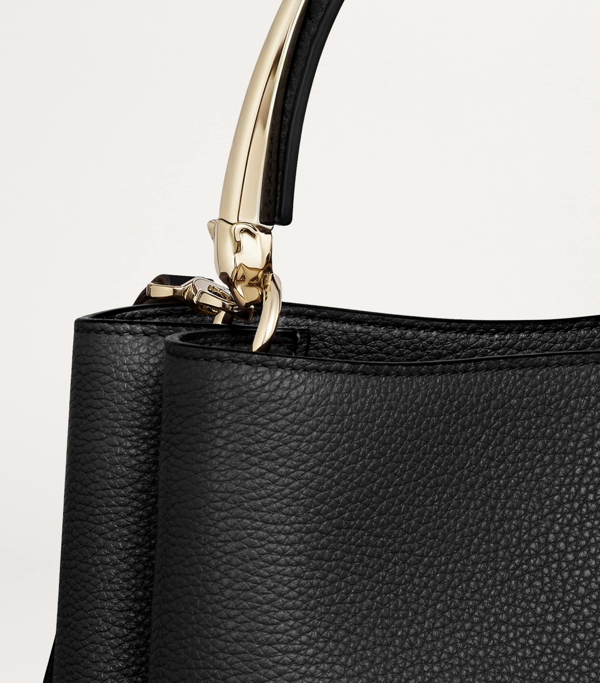 Small Calfskin Panthère de Cartier Top-Handle Bag BLACK Image 3