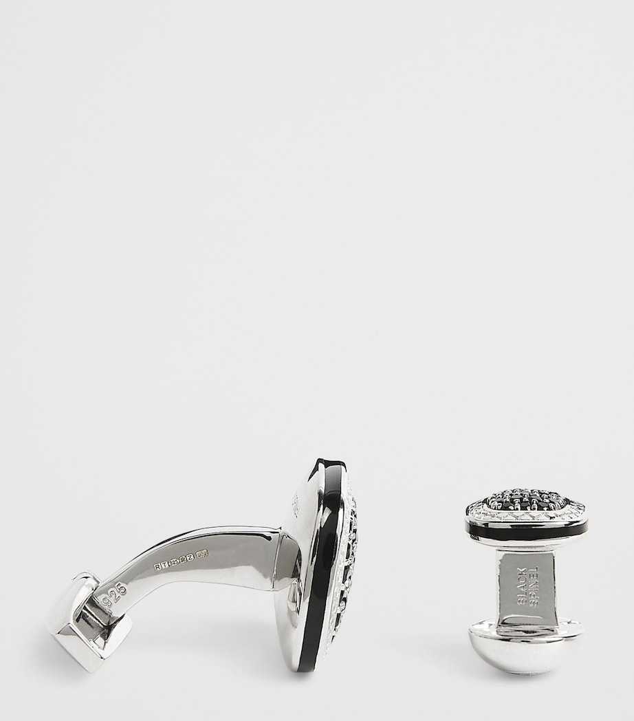 Sterling Silver Signature Cufflinks and Dress Shirt Studs BLACK Image 4