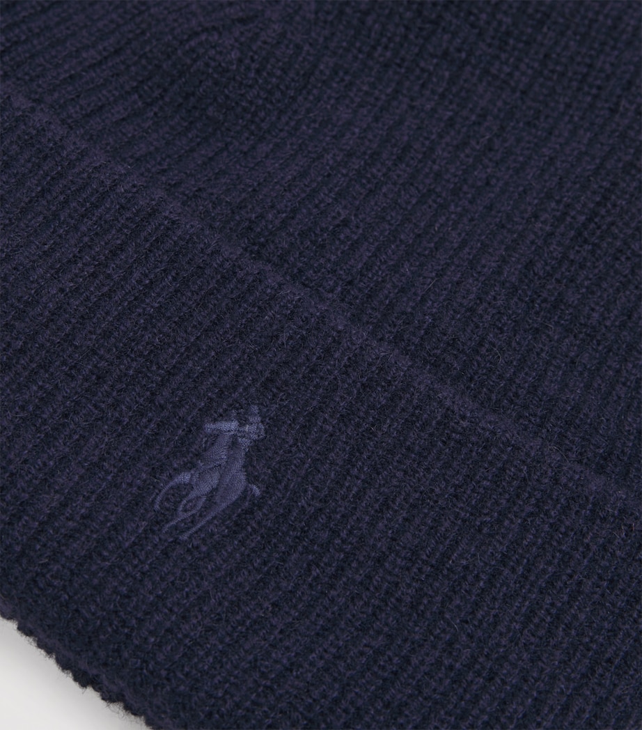 Cashmere Polo Pony Beanie BLUE Image 3