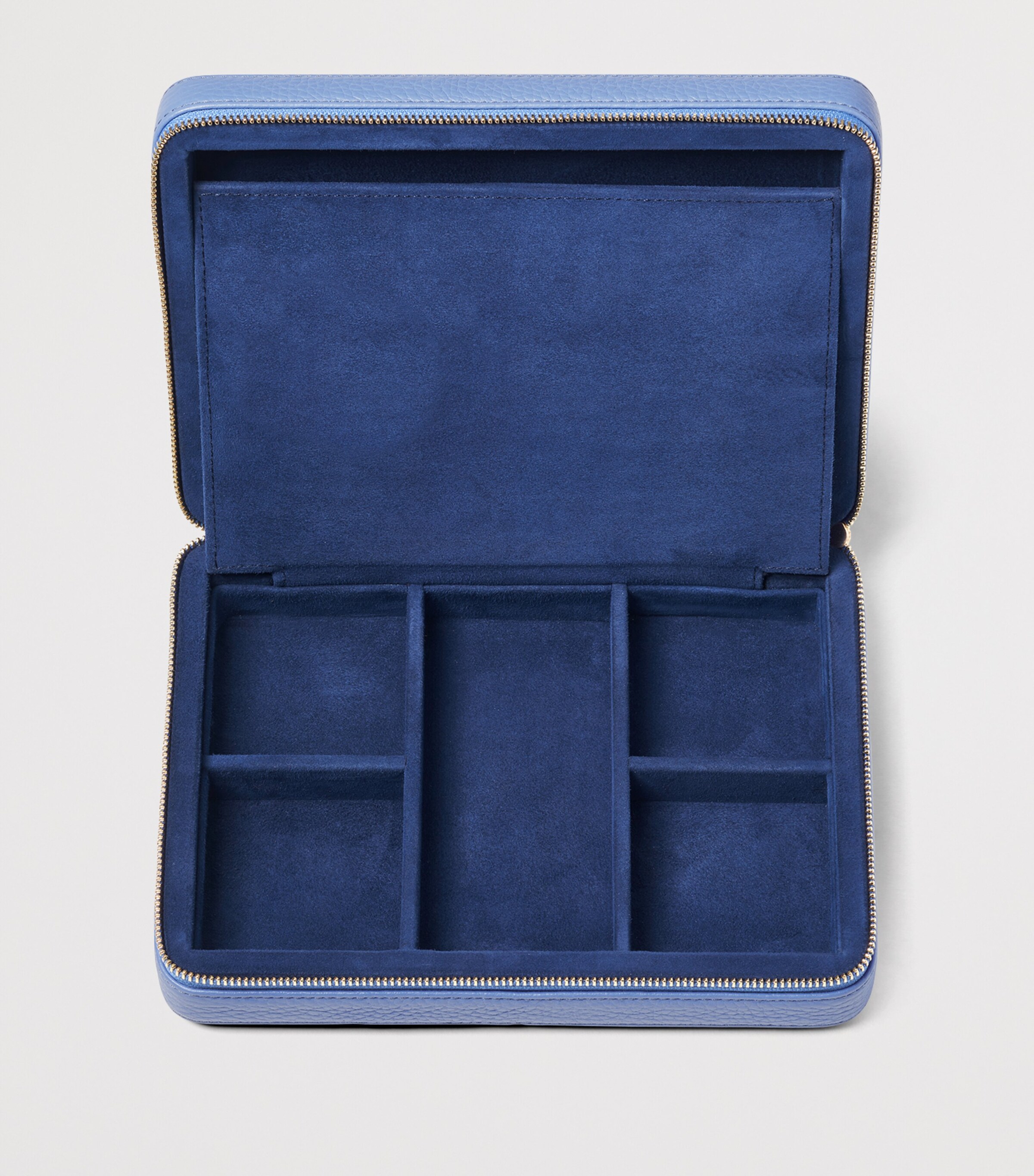 Aspinal Of London Large Leather Travel Jewellery Case Capri Blue Image 4