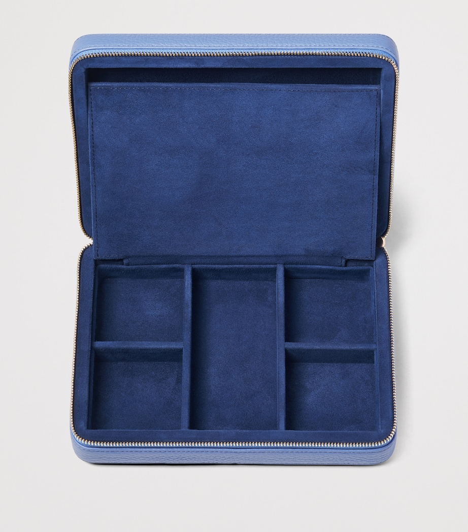 Large Leather Travel Jewellery Case CAPRI BLUE Image 4