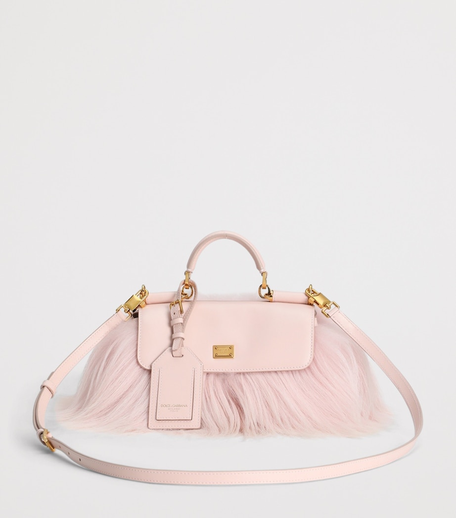 Dolce&Gabbana Mini Goat Fur-Calfskin My Sicily Top-Handle Bag Cipria/po Image 3