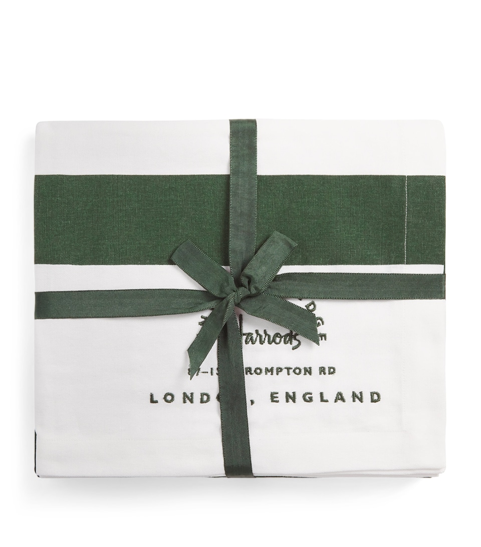 Harrods Cotton Stripe Tablecloth Green