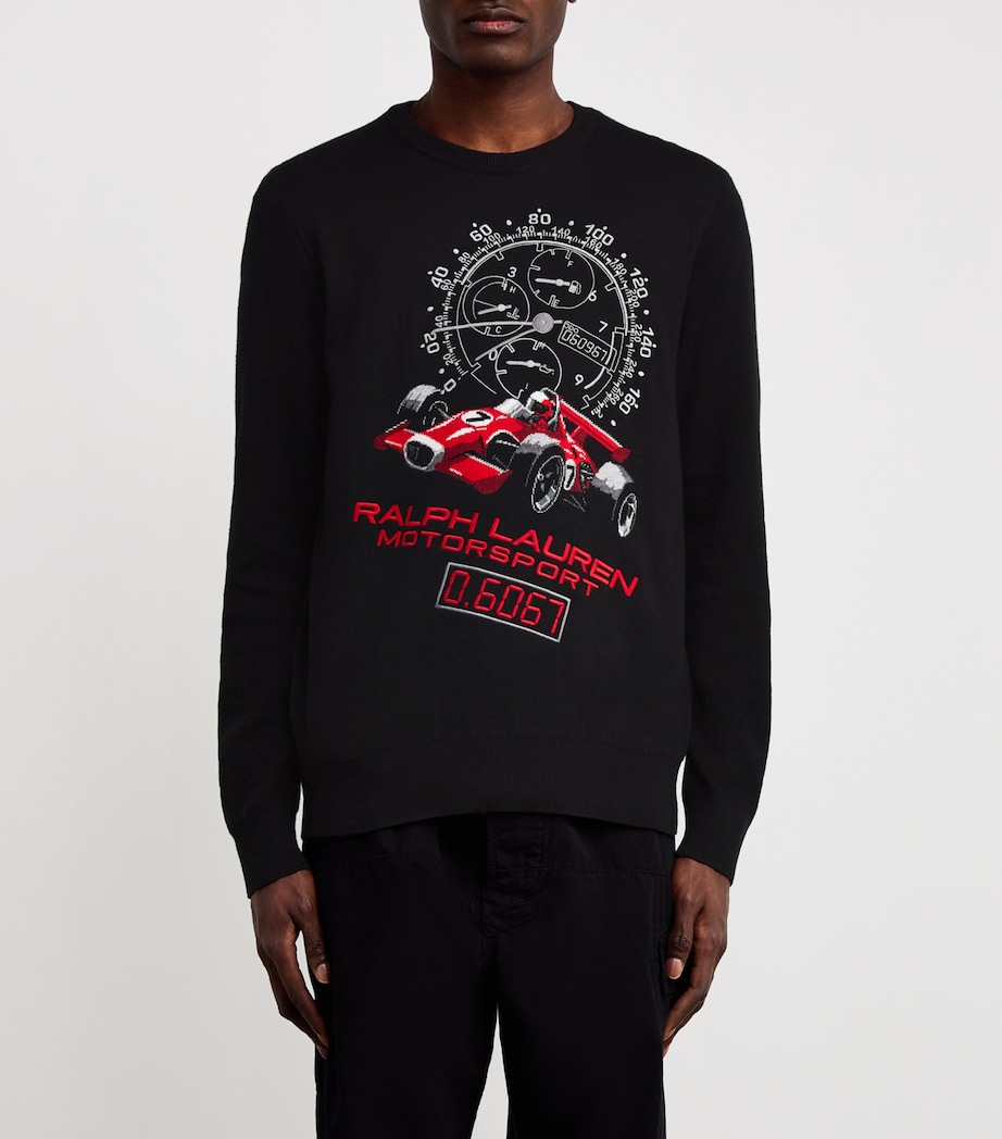Cotton Racing Intarsia Sweatshirt BLACK Image 3