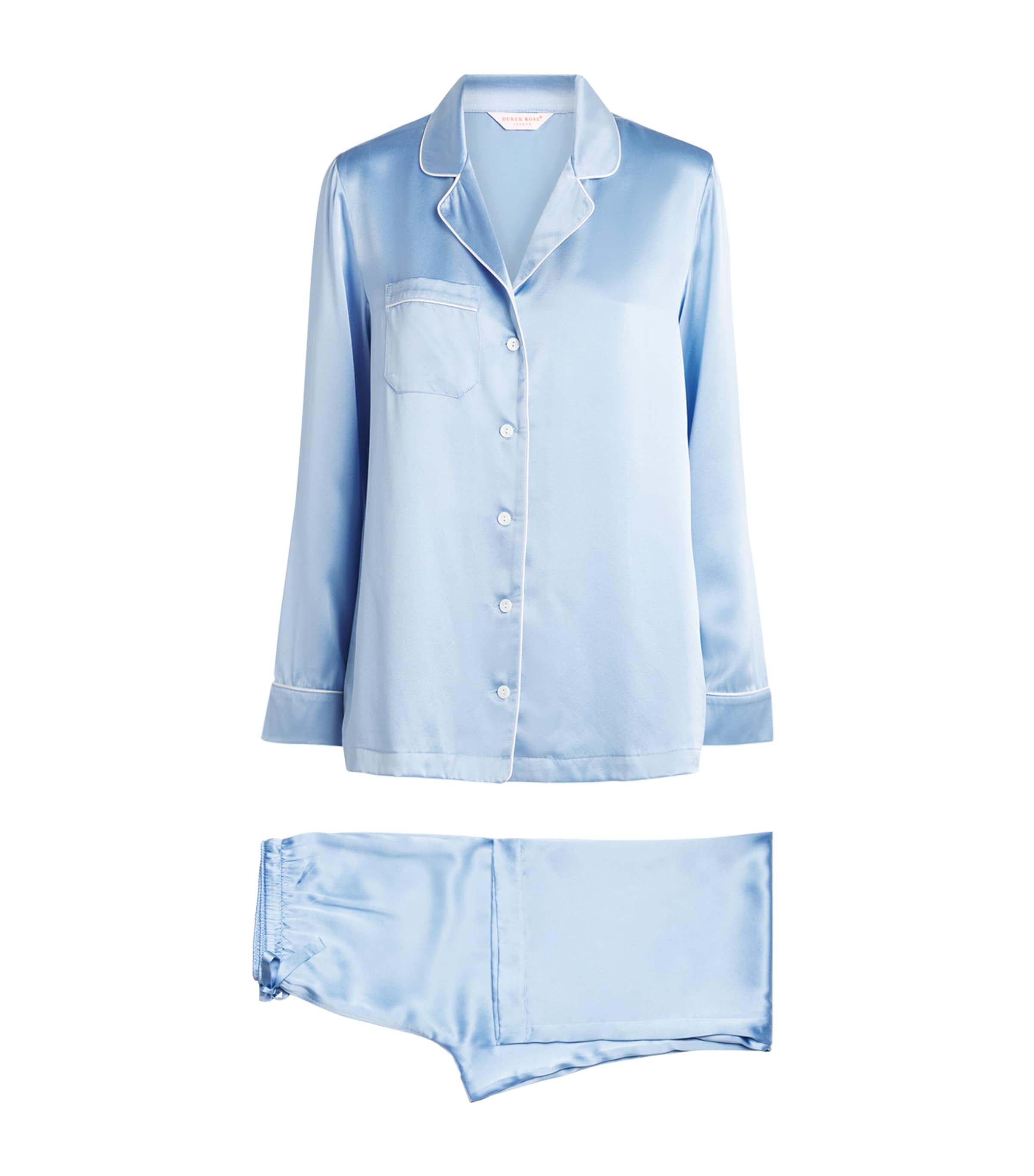 Derek Rose Silk Bailey Pyjama Set In Blue