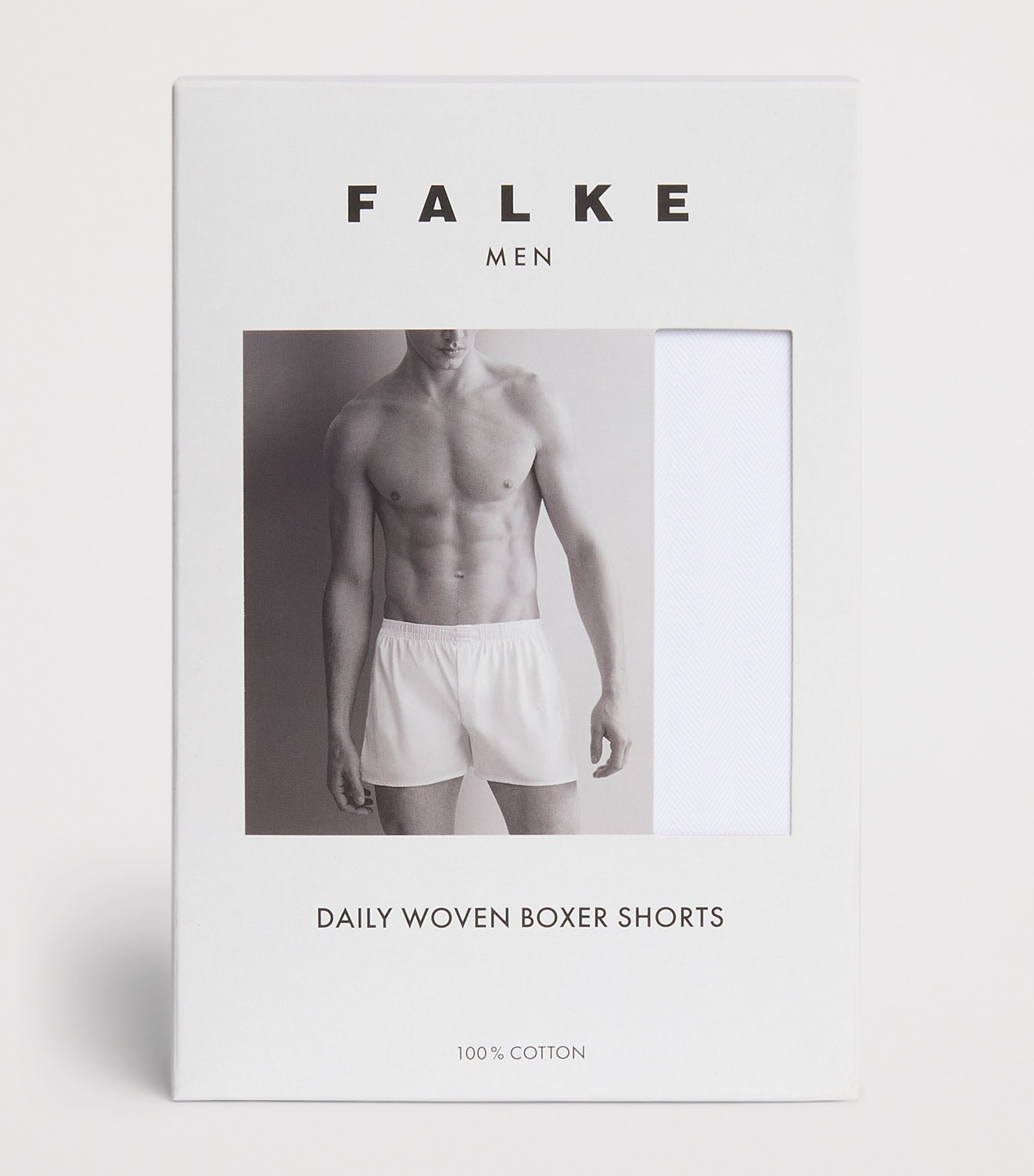 Falke Mens Cotton Woven Boxer Shorts White Image 4