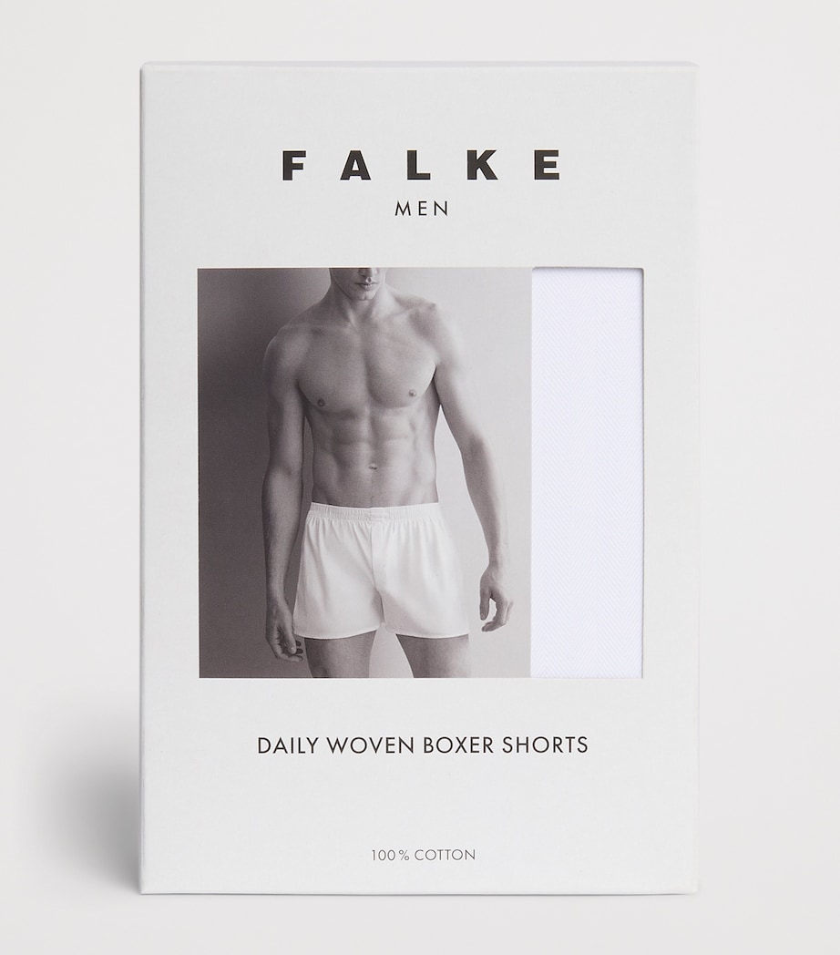 Falke Mens Cotton Woven Boxer Shorts White Image 4