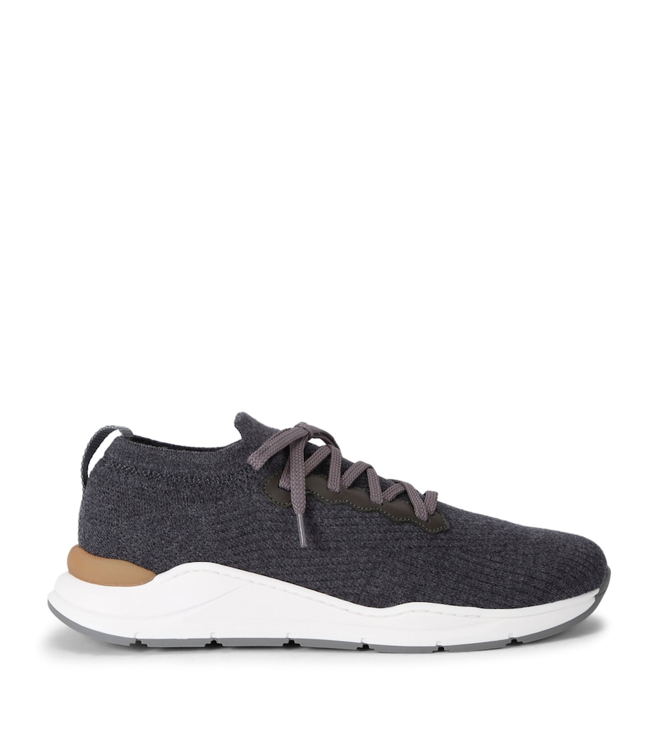 Brunello Cucinelli Kids Cotton Knitted Sneakers Navy Image 1