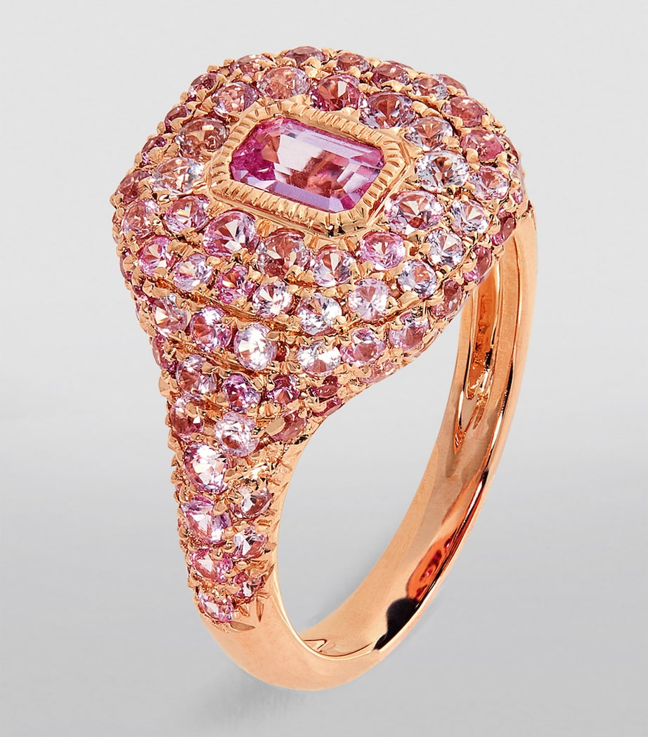Rose Gold and Pink Sapphire New Modern Pinky Ring ROSE GOLD Image 2