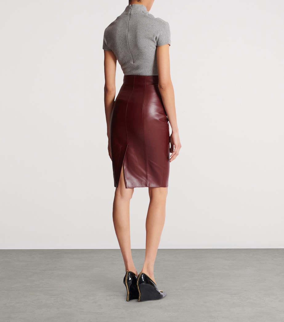 Lambskin Zip-Up Pencil Skirt 3AR AUBERGINE Image 5