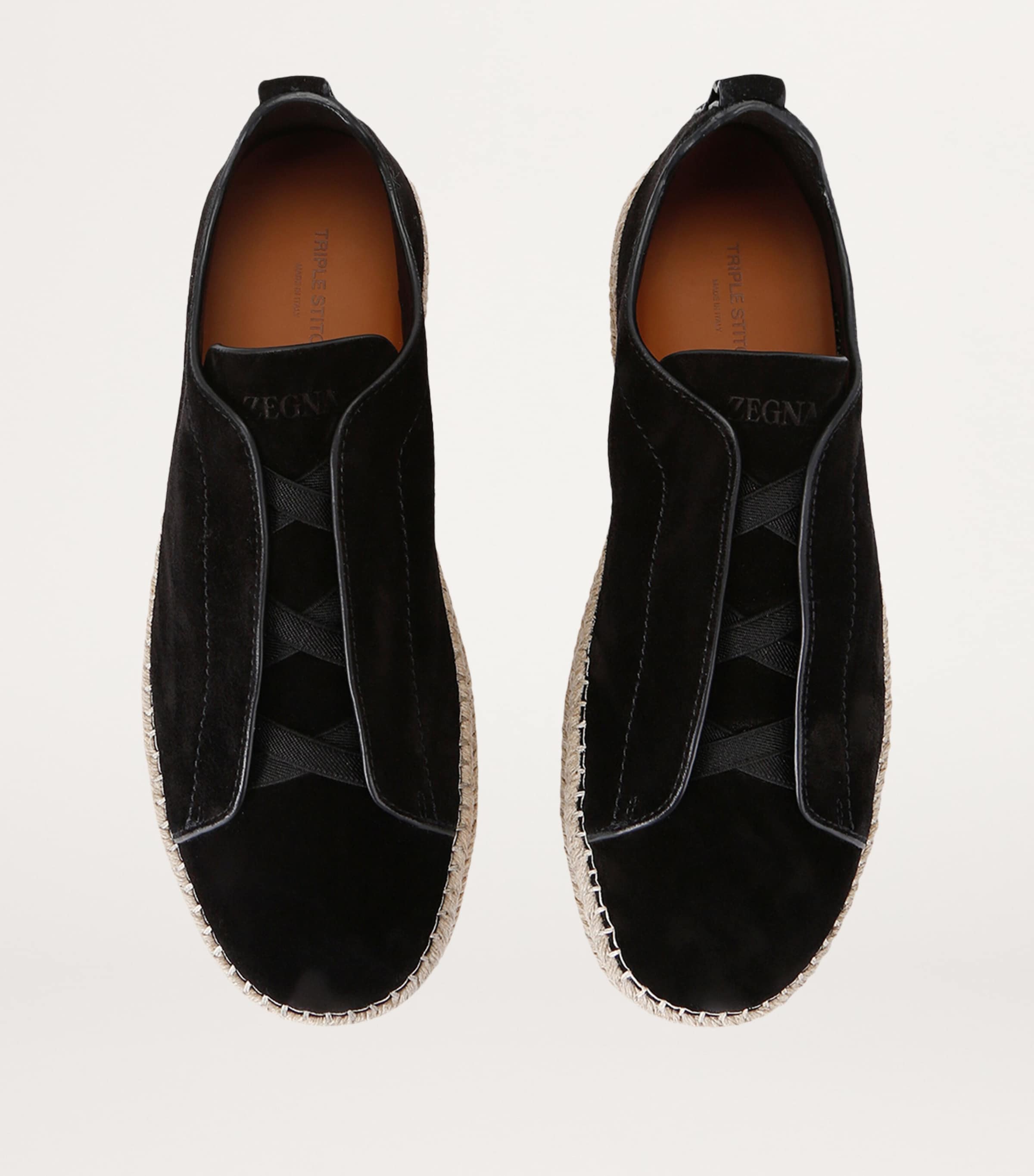 Suede Triple Stitch Espadrilles BLACK Image 4