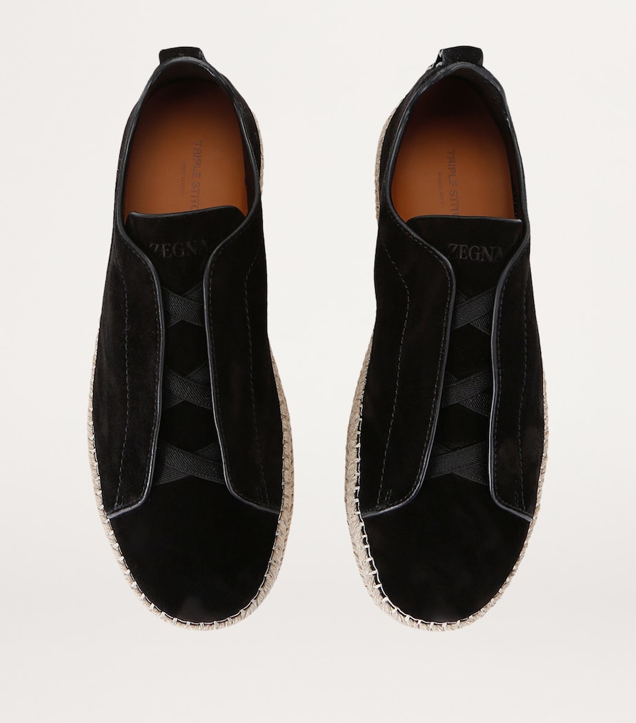 Suede Triple Stitch Espadrilles BLACK Image 4