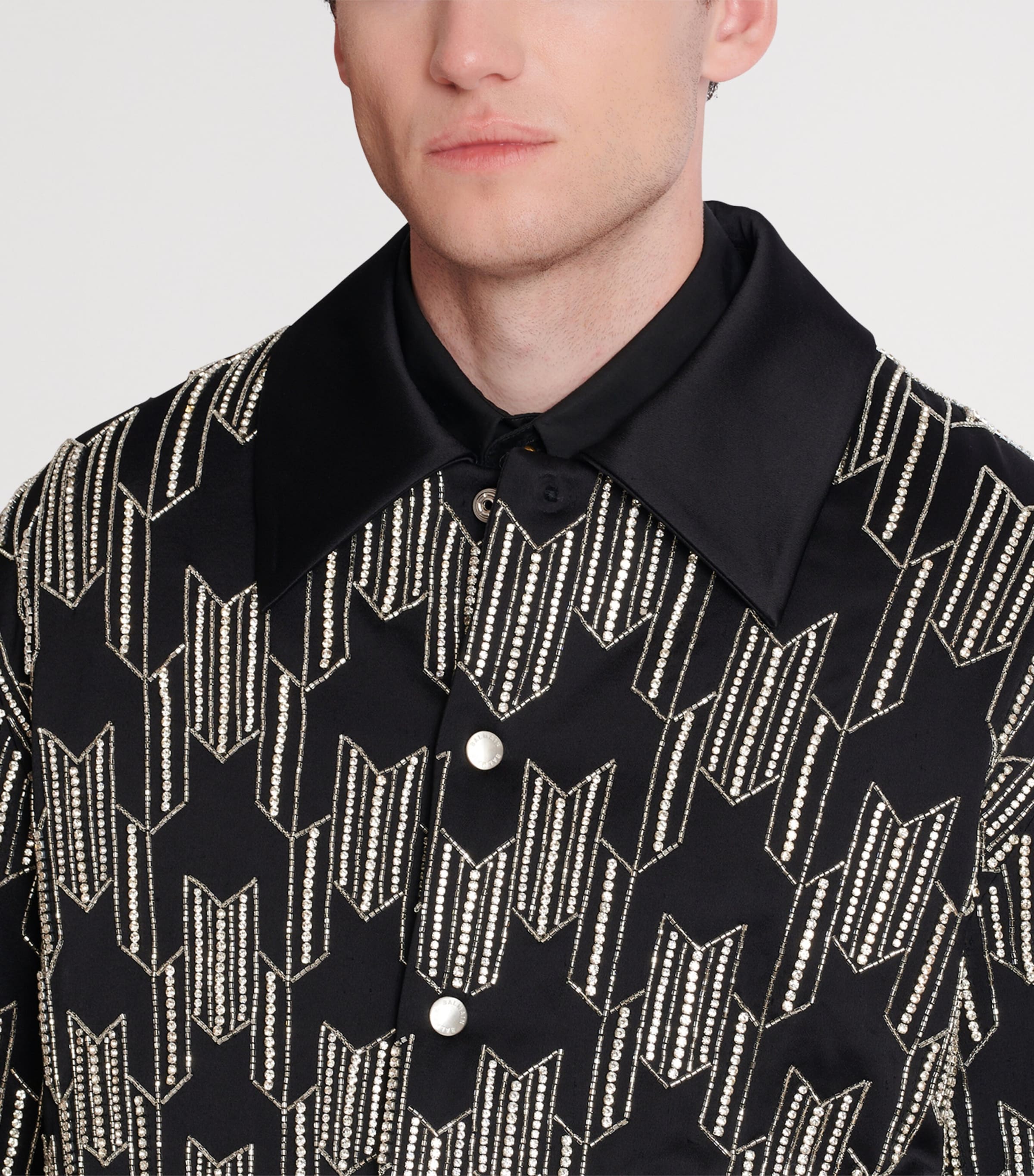 Satin Houndstooth Bomber Jacket EAW NOIR/CRISTAL Image 8