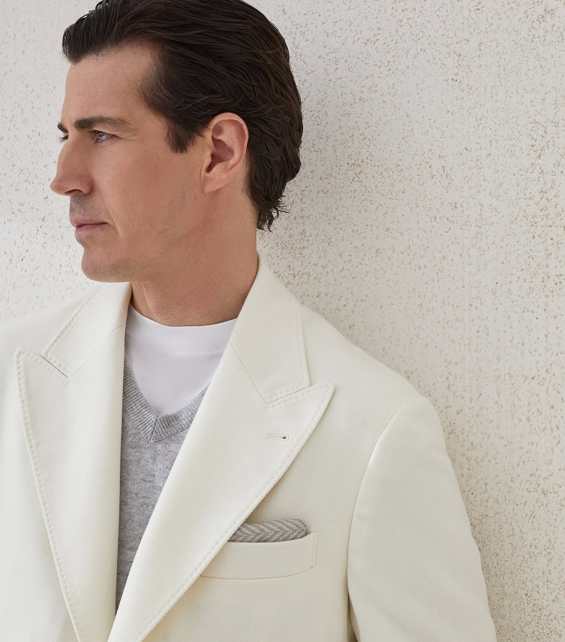 Brunello Cucinelli Mens Wool-Cashmere-Silk Deconstructed Blazer Image 6