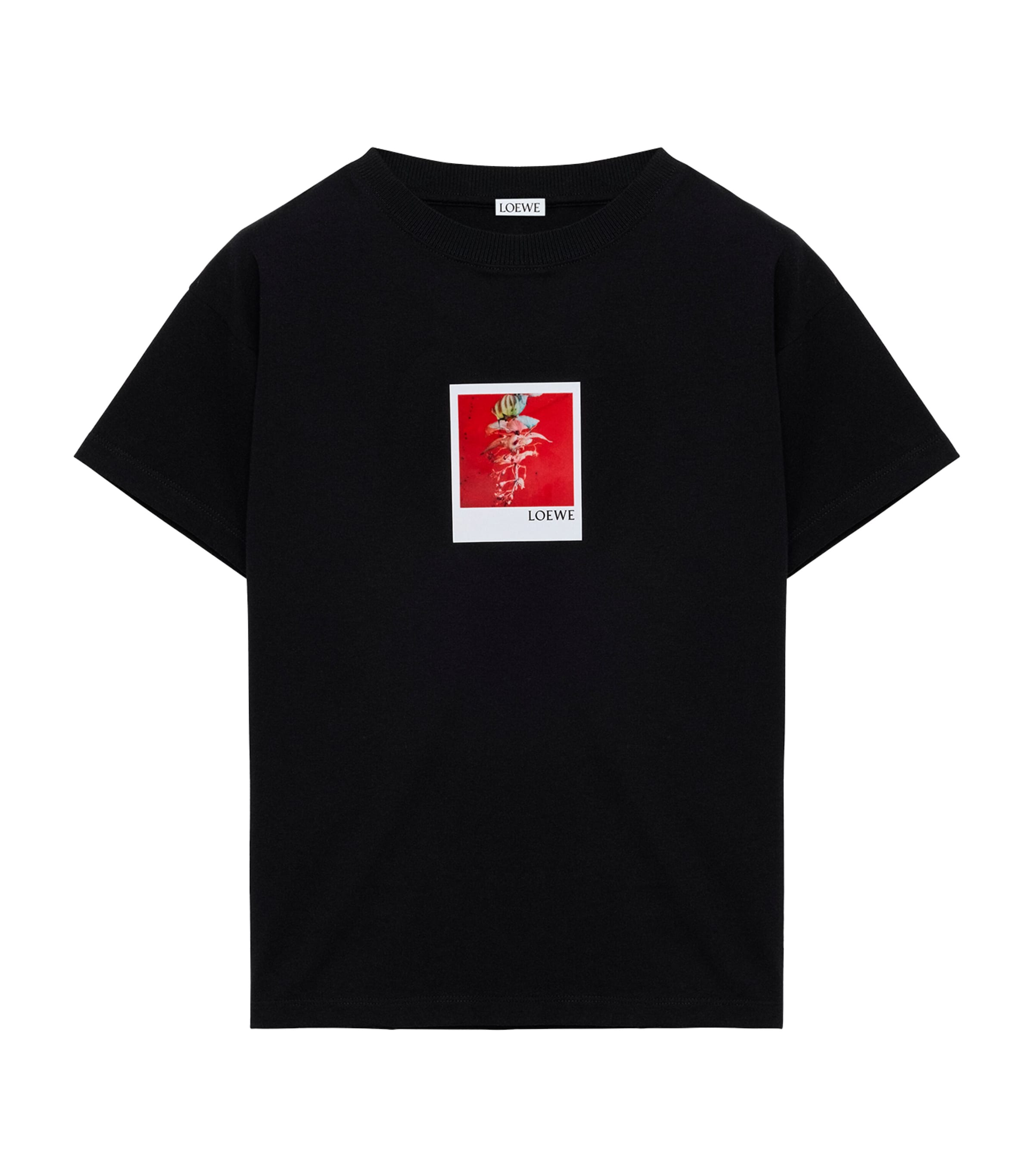 LOEWE Womens Stretch-Cotton Polaroid T-Shirt Black Image 1