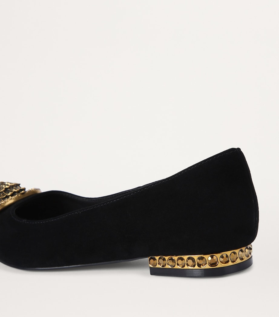 Suede Chelsea Pointed Ballet Flats BLACK Image 2