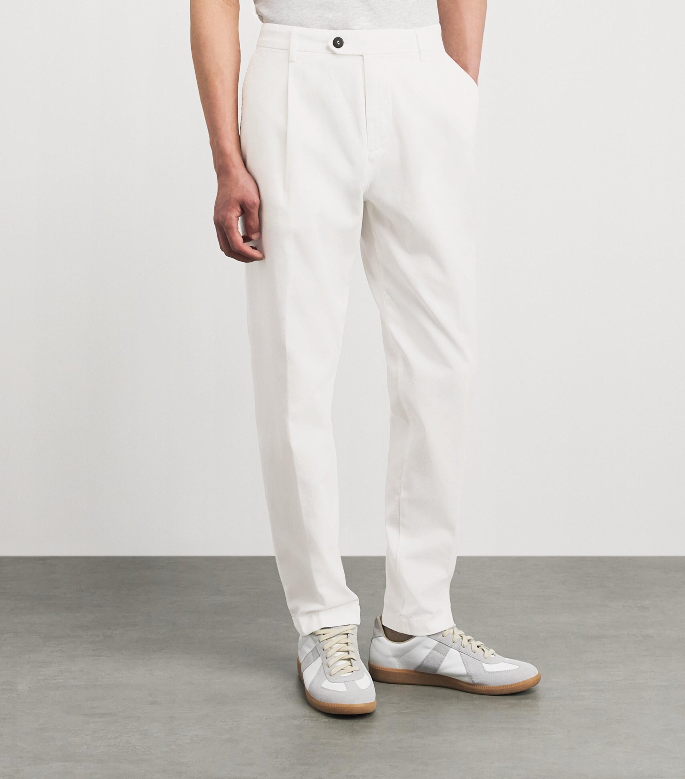 Eleventy Mens Stretch-Cotton Relaxed Trousers Bianco Image 4