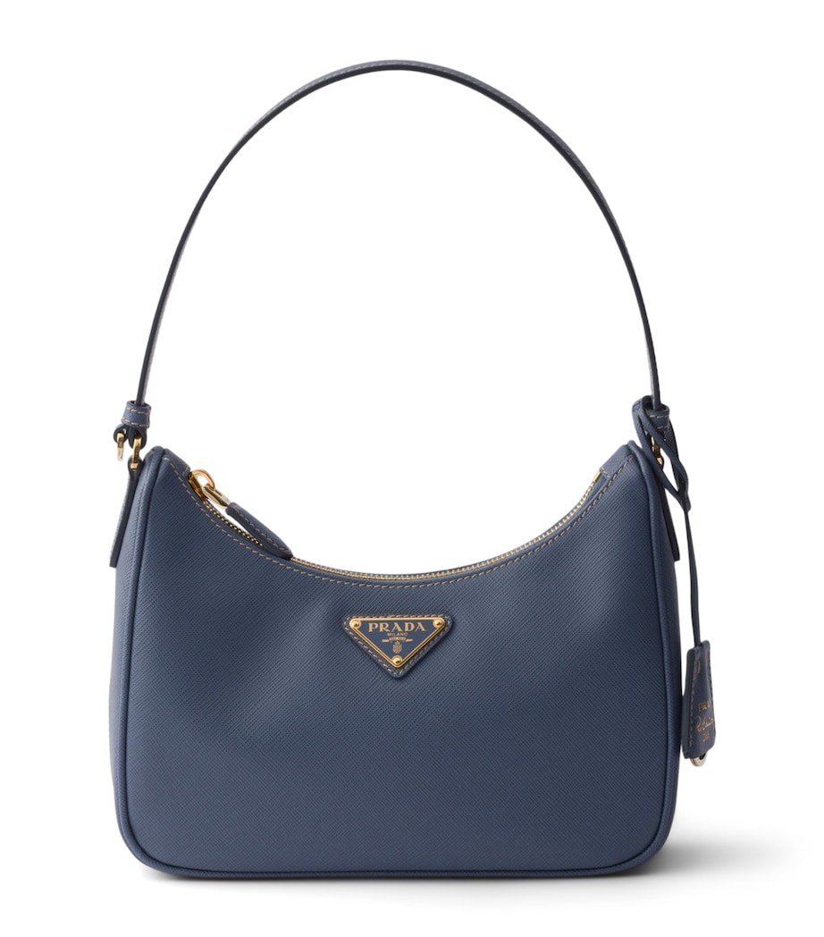 Prada Mini Saffiano Leather Re-Edition 2005 Top-Handle Bag Blue Image 1