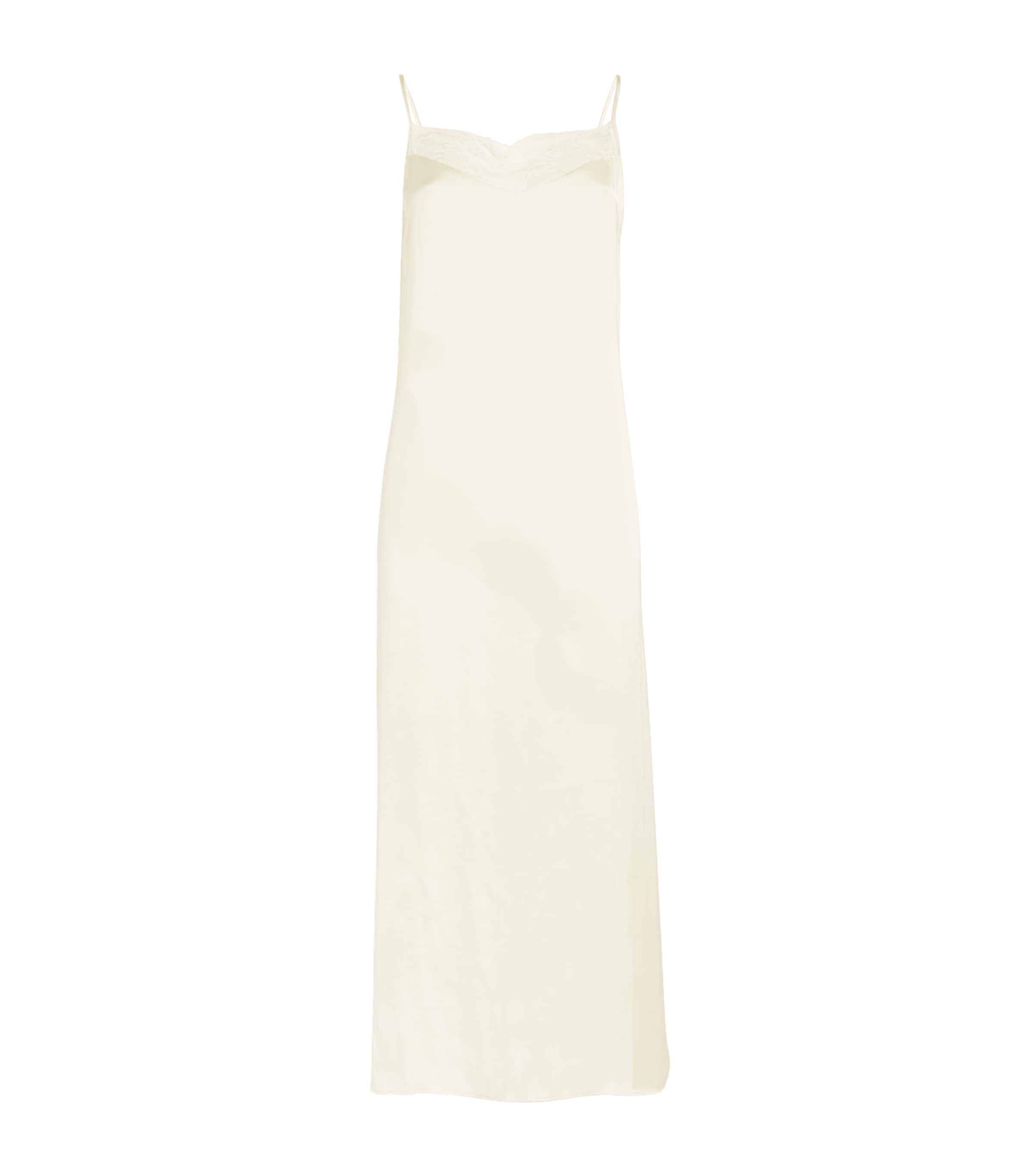 Maje Lace-trim Slip Midi Dress In White