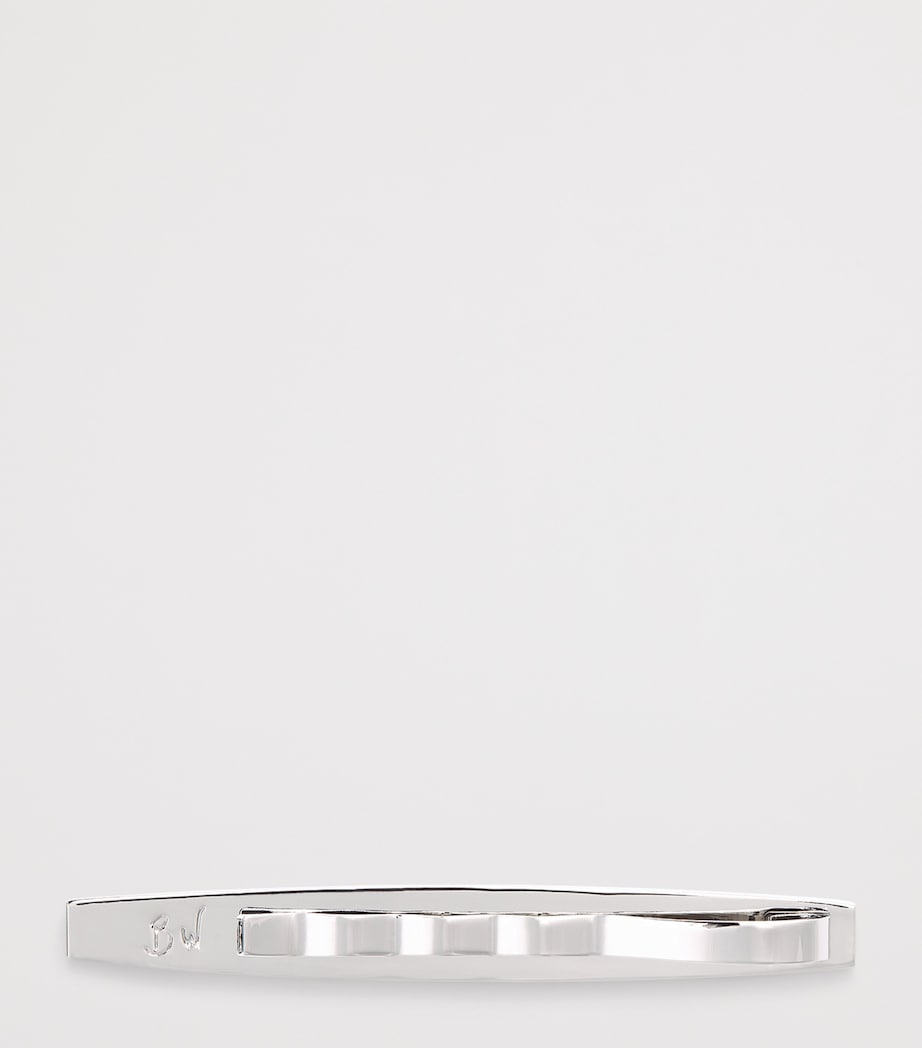 Babette Wasserman Mens Rhodium-Plated Deco Tie Bar Cufflinks Onyx Image 4