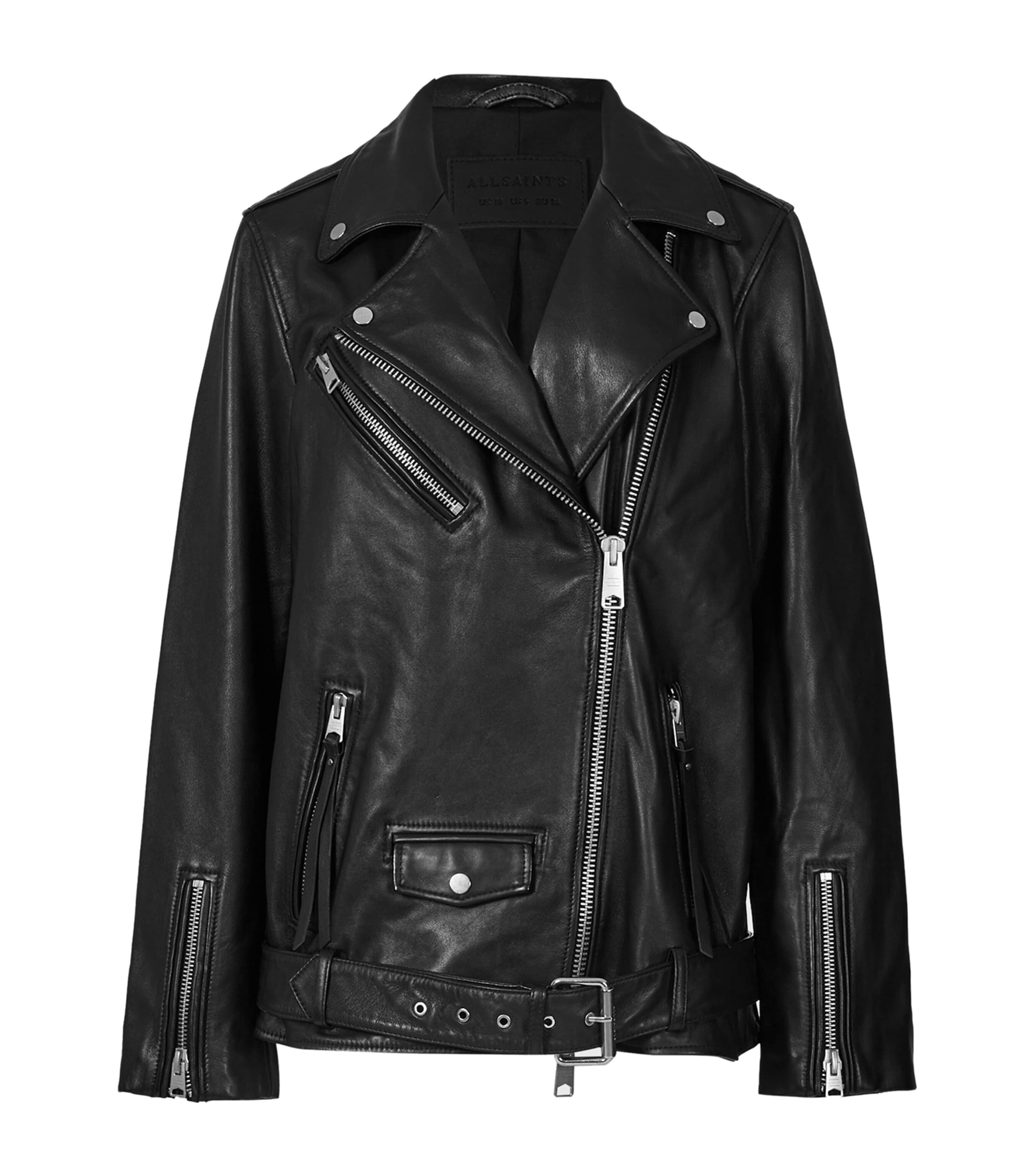 Shop Allsaints Leather Billie Biker Jacket In Black