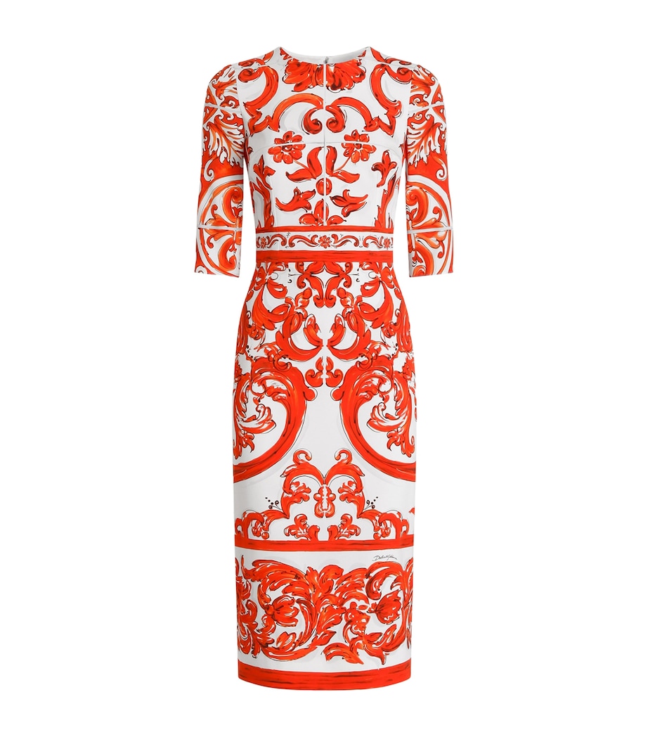 Dolce&Gabbana Womens Silk Majolica Print Midi Dress Combined Colou Image 1