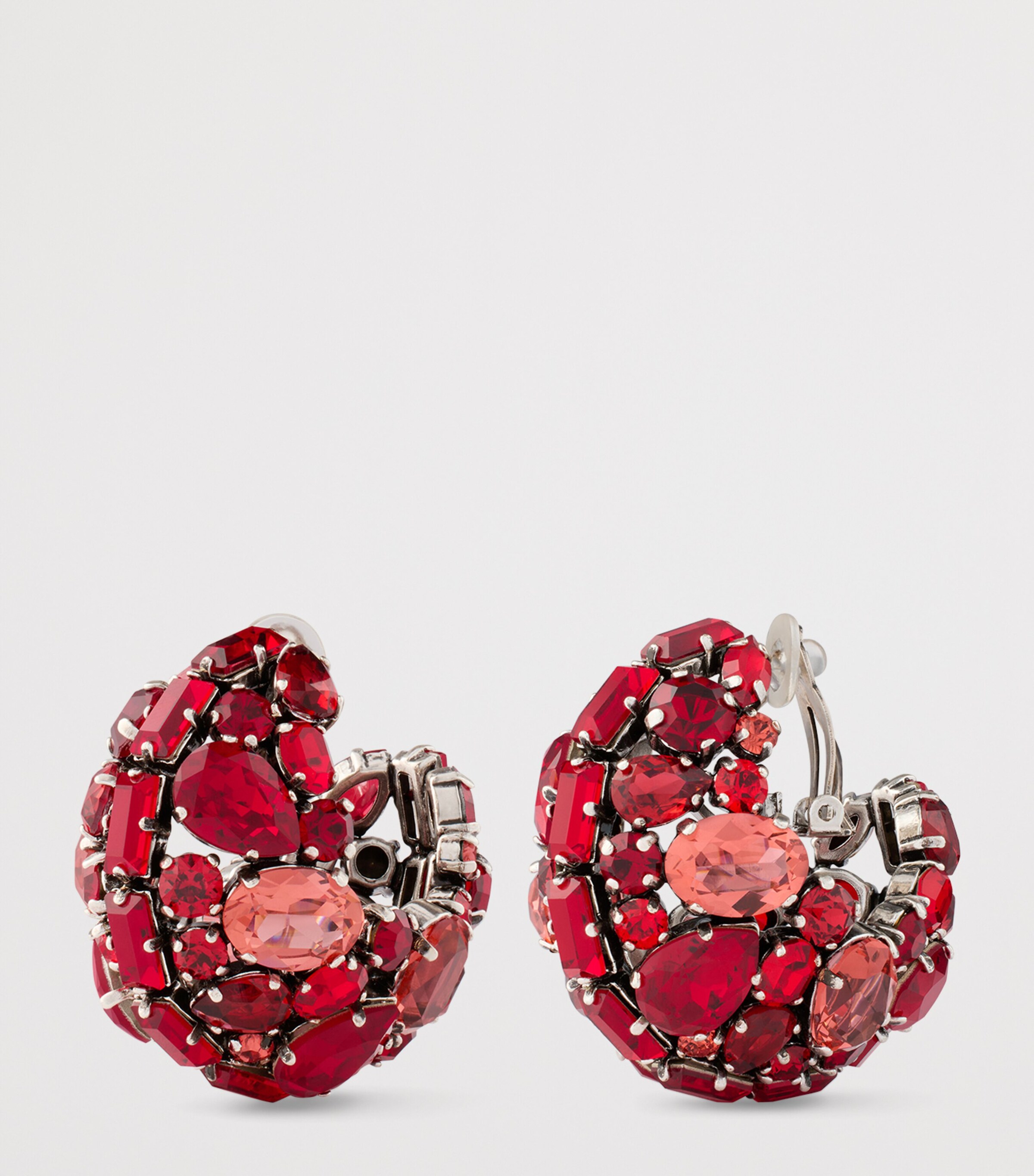 Crystal-Embellished Clip-On Earrings RED/SILVERY Image 3