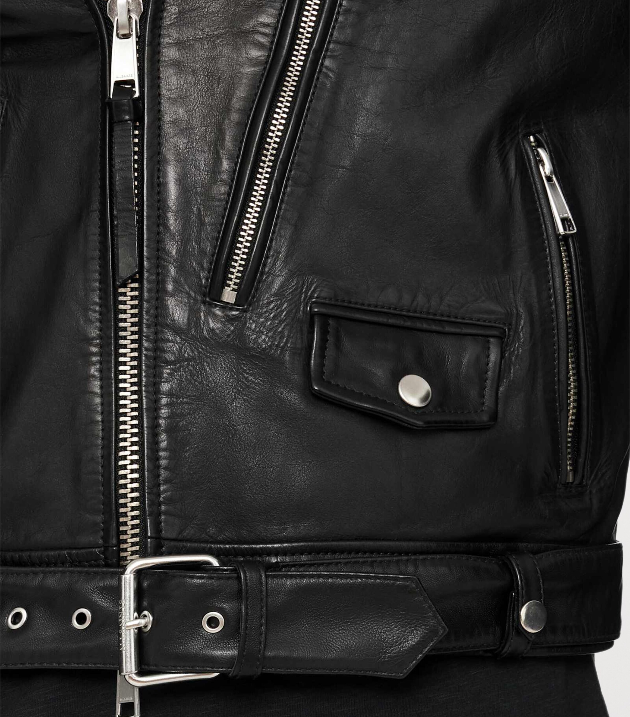 AllSaints Mens Neo Leather Biker Jacket Black Image 4