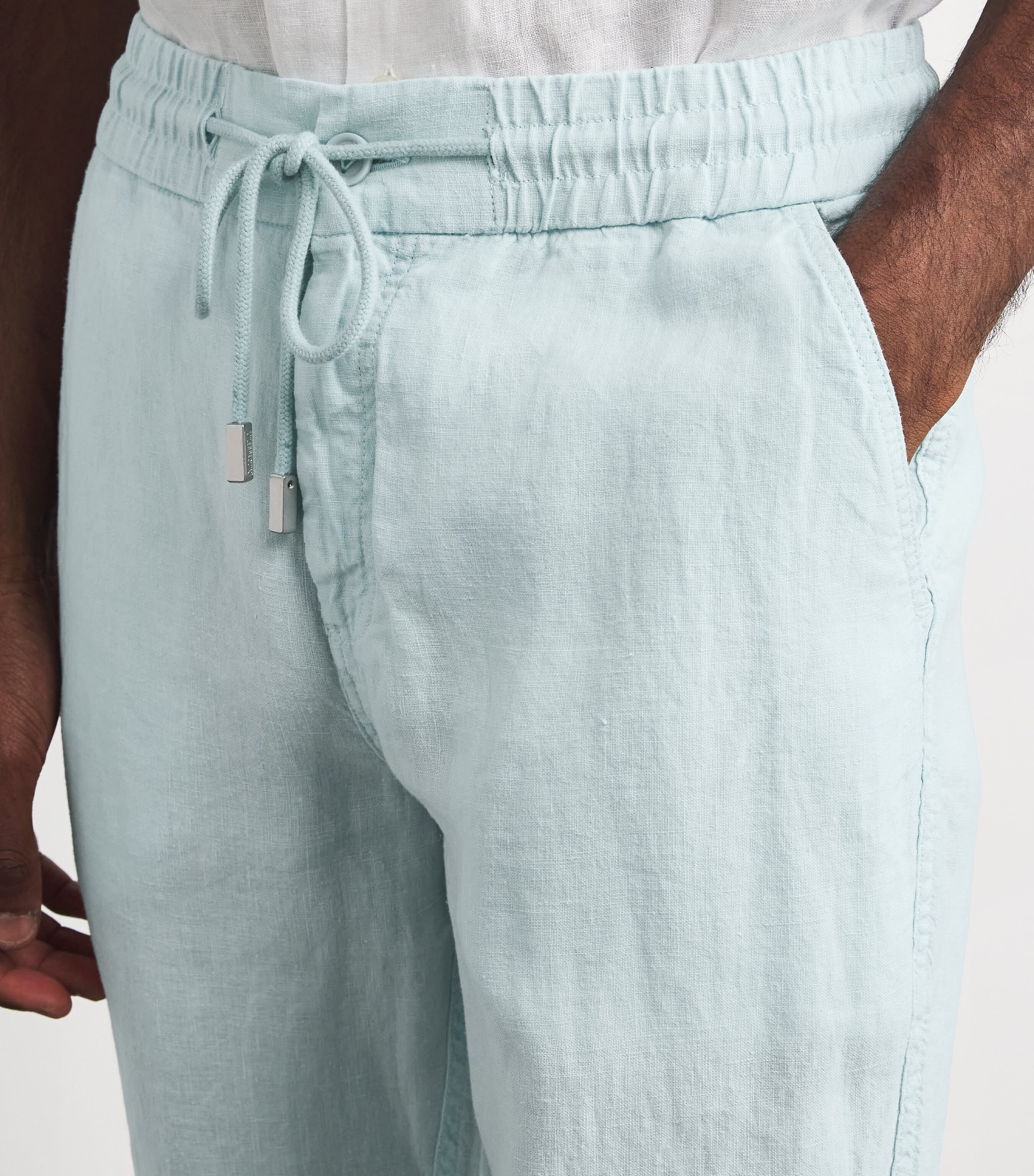 Linen Drawstring Parc Trousers 315-PACIFIC Image 6