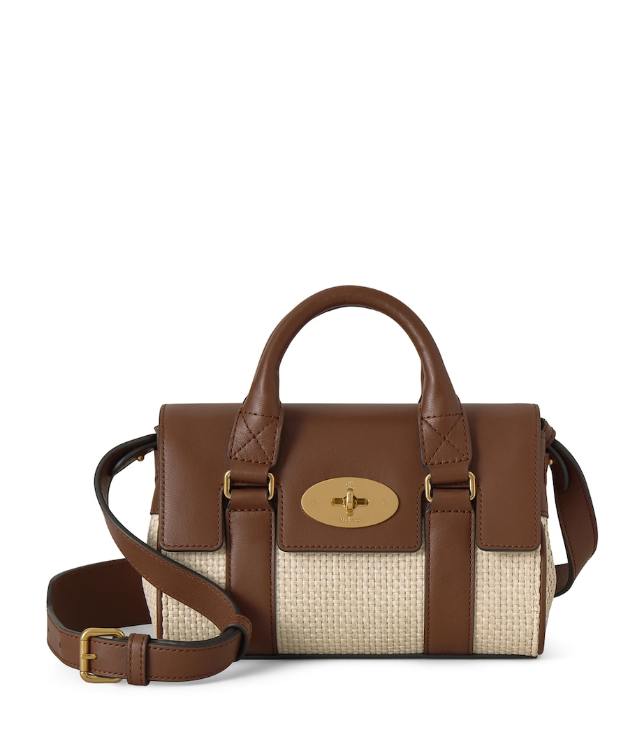 Mulberry Mini Raffia and Leather Bayswater Top-Handle Bag Ecru Bright Oak Image 1
