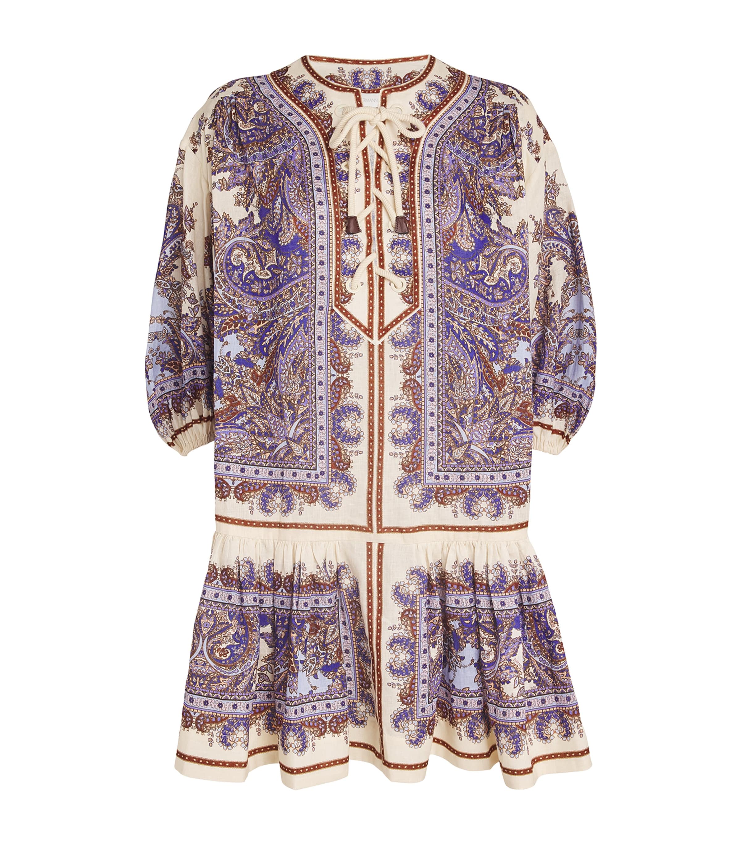 Shop Zimmermann Linen Ottie Mini Dress