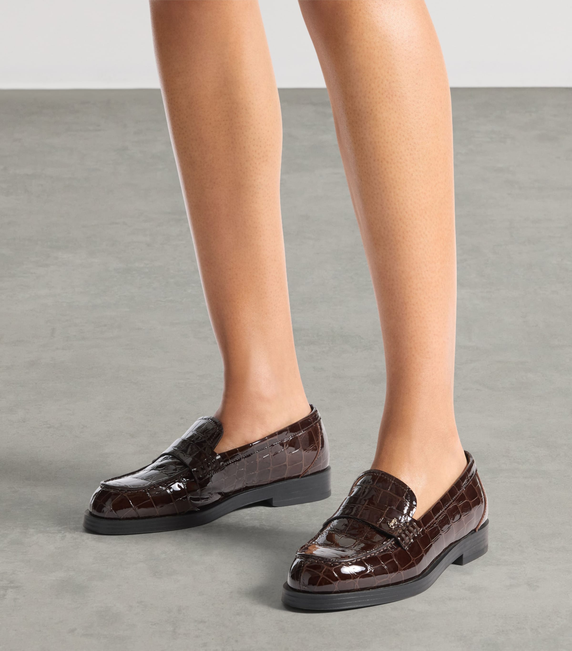 Jimmy Choo Ivy Croc-Embossed Leather Loafers Sambuco Image 2