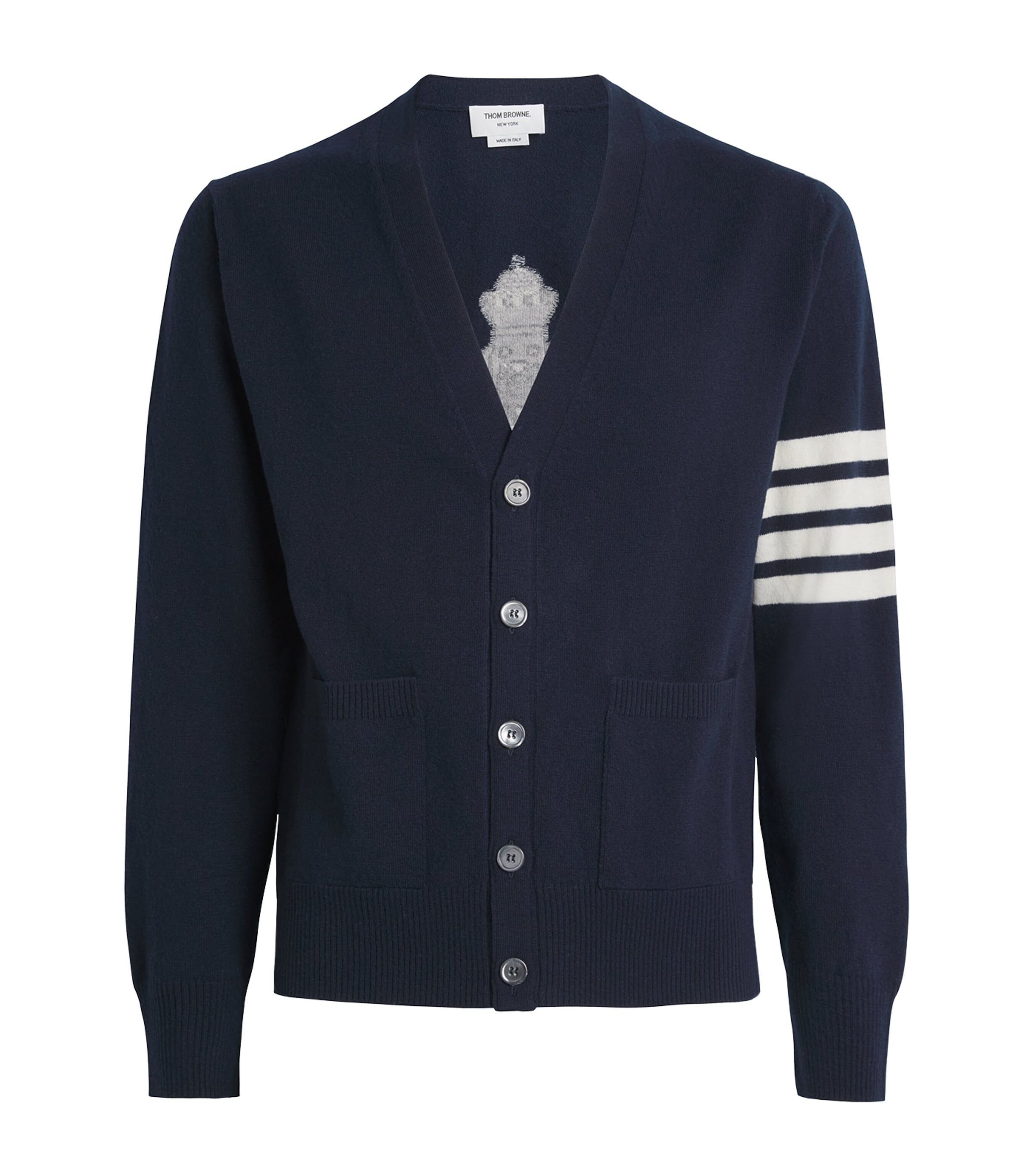 THOM BROWNE VIRGIN WOOL NUTCRACKER CARDIGAN