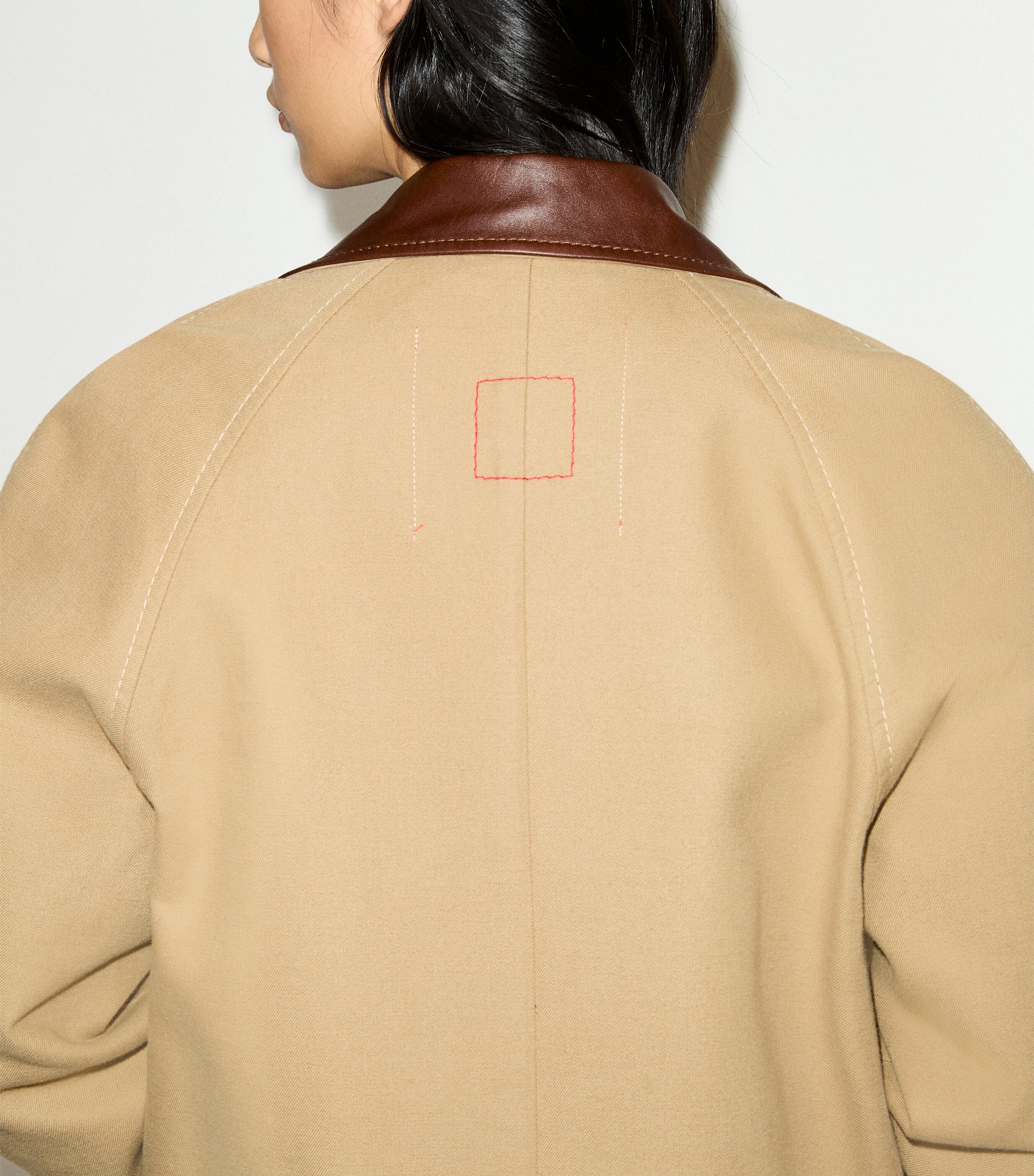 MAX&Co. Womens Contrast-Collar Raincoat Camel Image 6