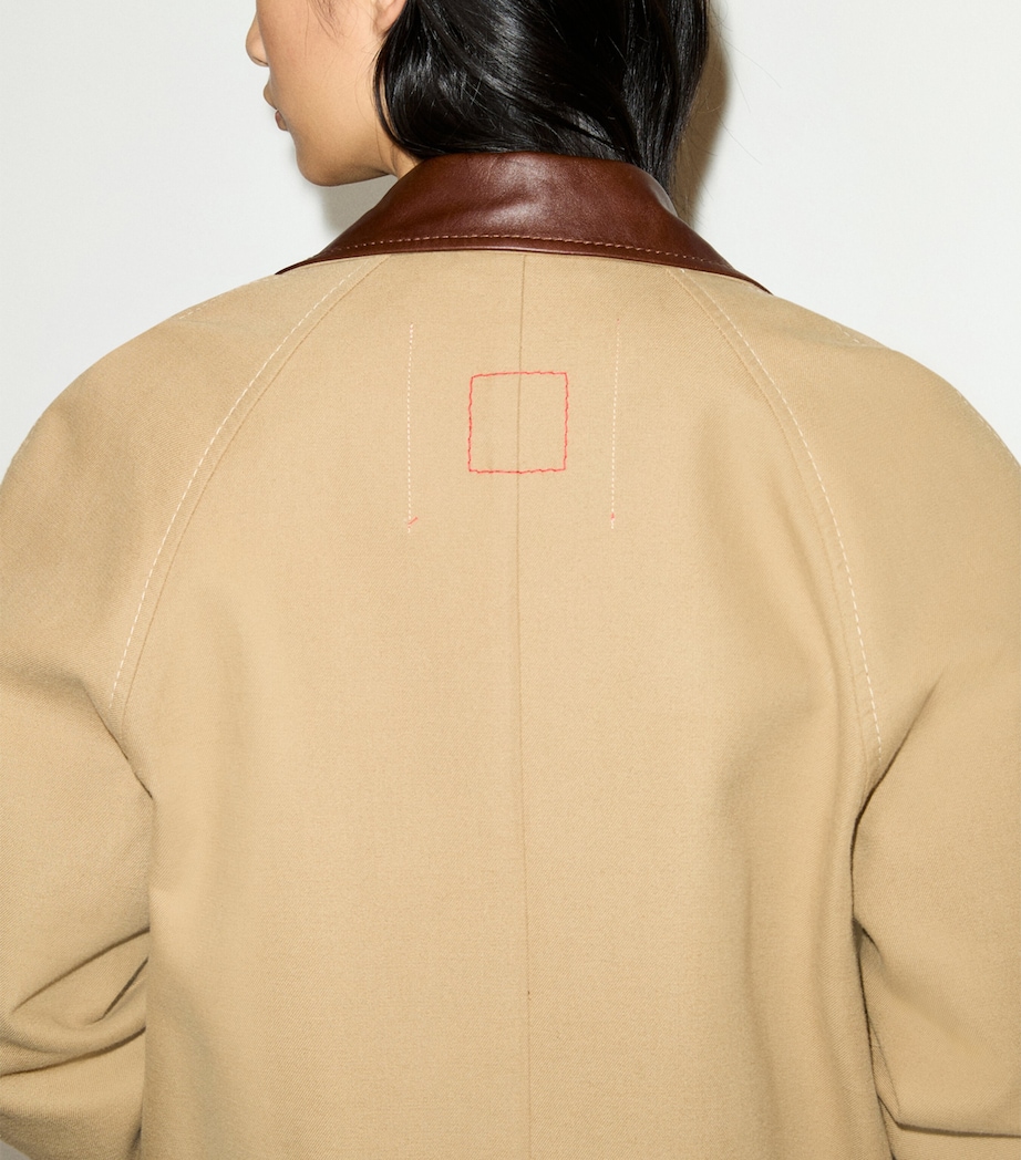 MAX&Co. Womens Contrast-Collar Raincoat Camel Image 6