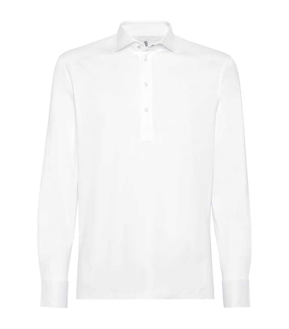 Cotton Long-Sleeve Polo Shirt C6159 Image 1