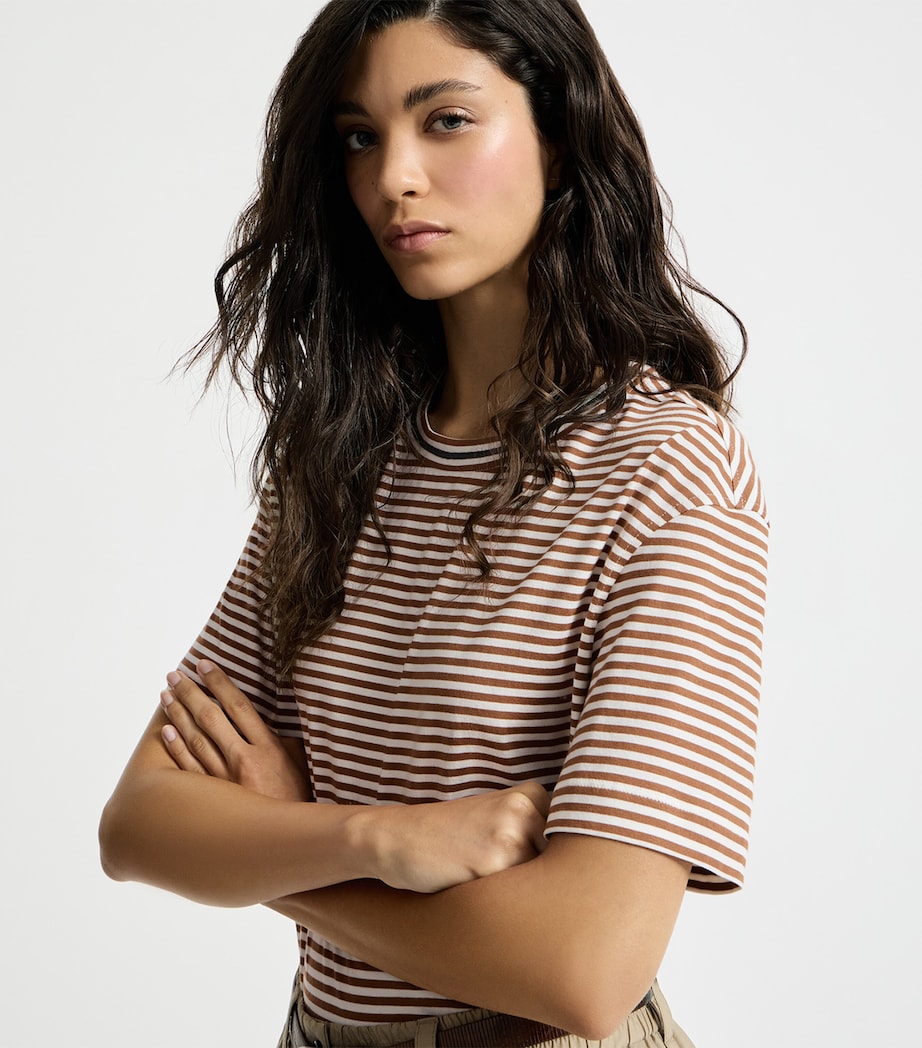 Brunello Cucinelli Womens Cotton Jersey Striped T-Shirt Image 4