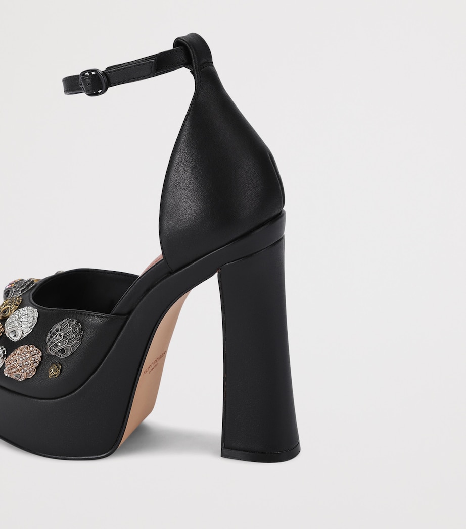 Kurt Geiger London Leather Embellished Eagles Platform Sandals 13 Black Image 3