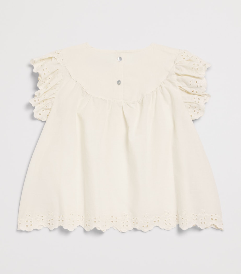 KONGES SLOJD Cotton Embroidered Posey Top (9 Months-10 Years) Antique Image 2