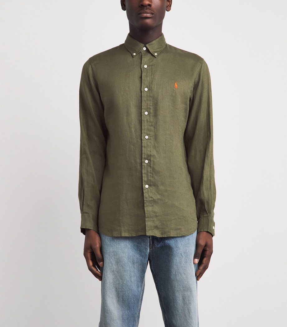 Polo Ralph Lauren Mens Linen Custom-Fit Shirt New Olive Image 4