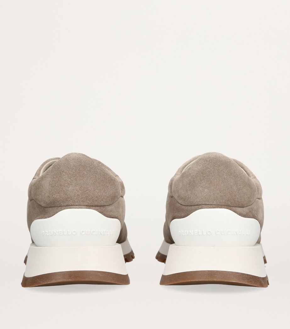Brunello Cucinelli Suede Running Sneakers Bone Image 2
