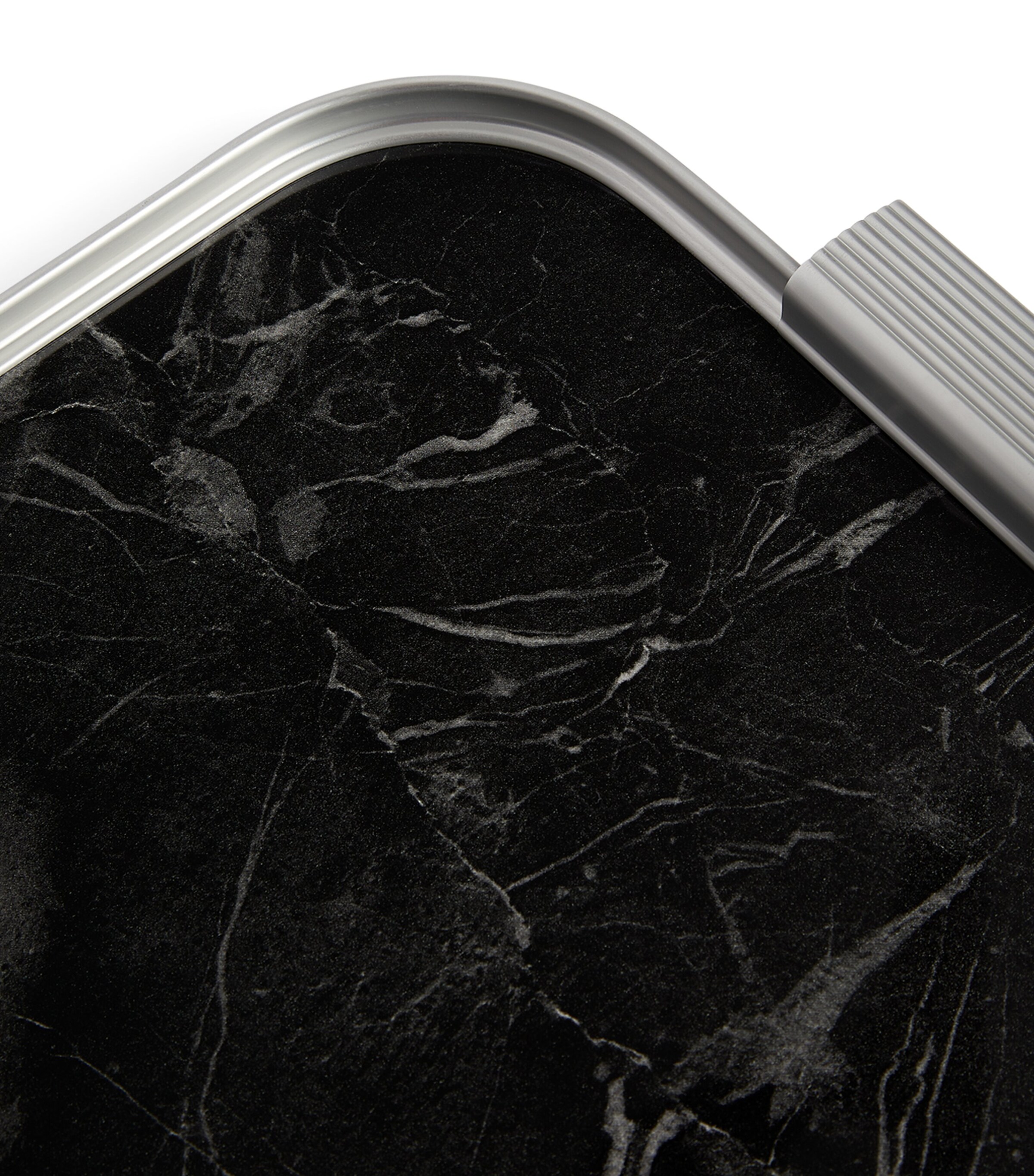 Kaymet Silver Marble Serving Tray (40cm x 30cm) Silver W/blk Marble Image 2