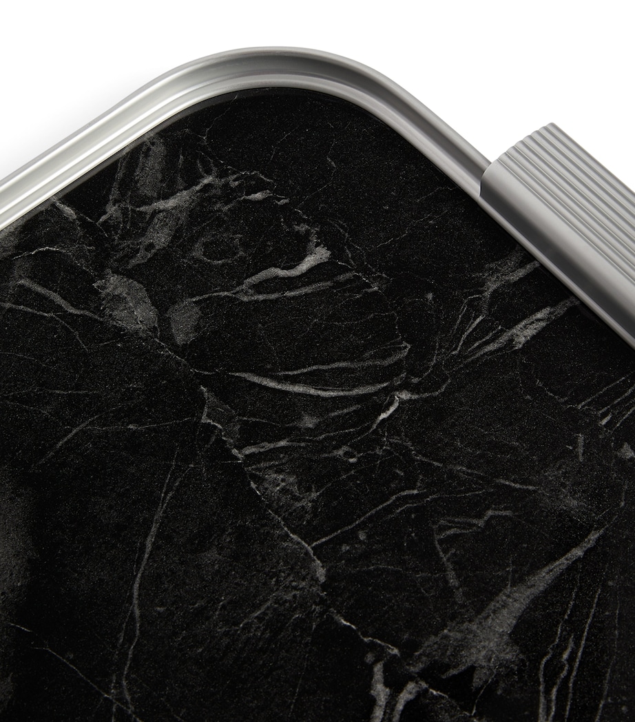 Kaymet Silver Marble Serving Tray (40cm x 30cm) Silver W/blk Marble Image 2