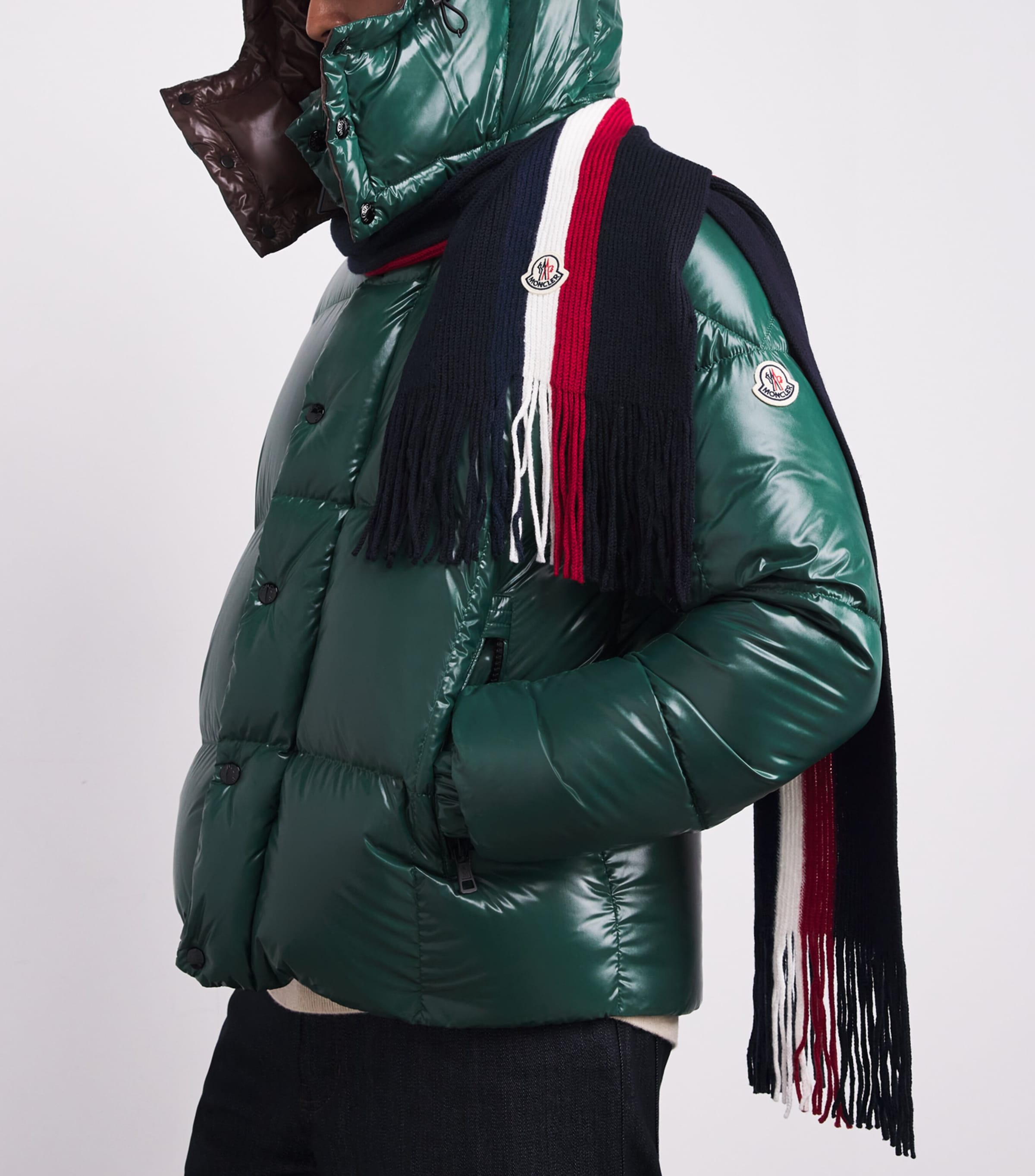 Moncler Navy Virgin Wool Tricolour Scarf | Harrods US