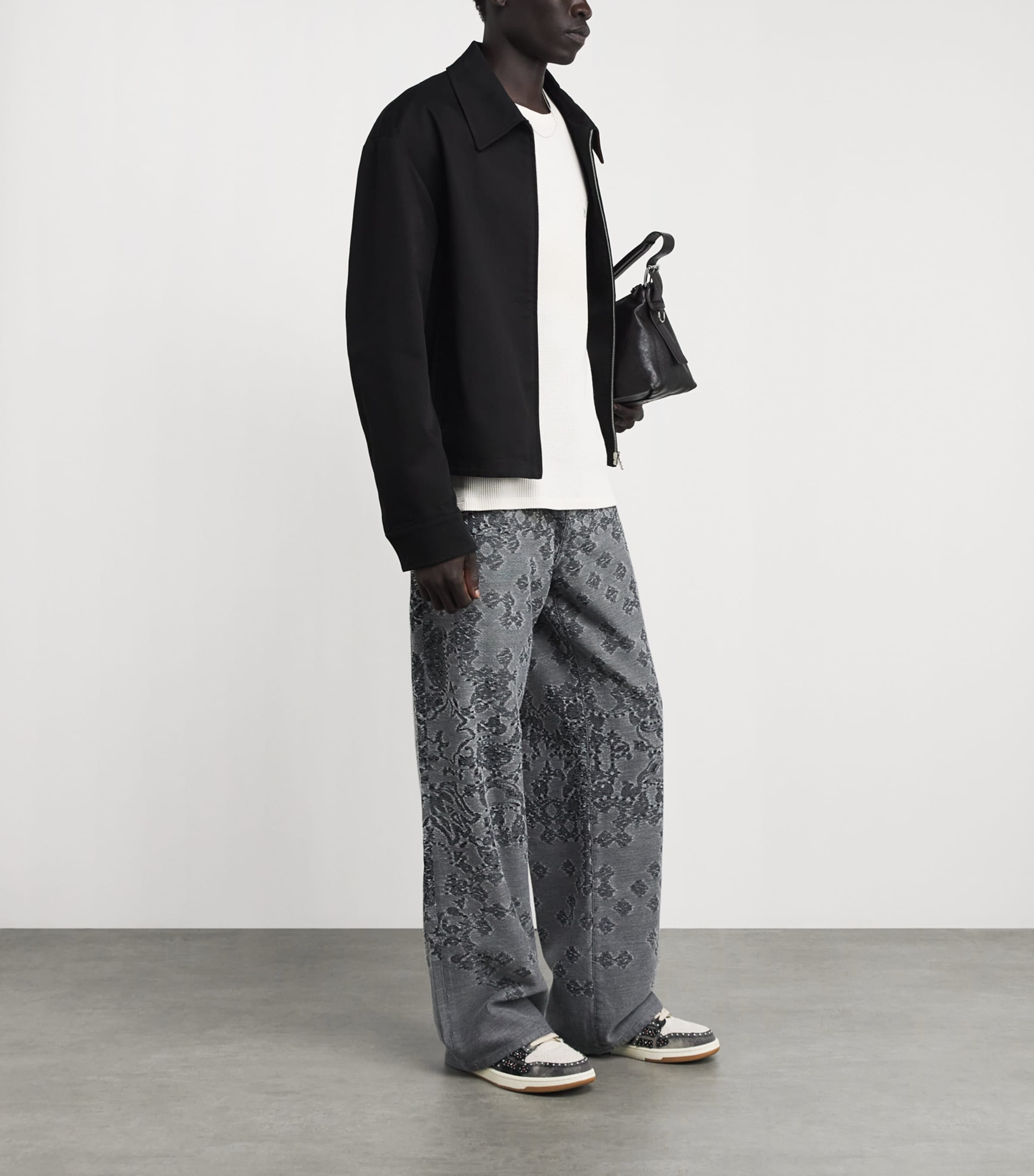 AMIRI Mens Distressed Bandana Straight Jeans Black Image 2