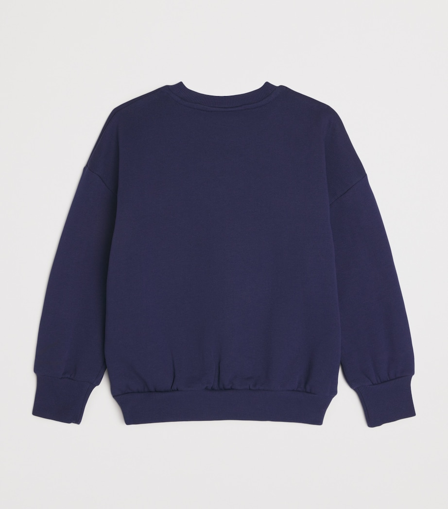 Mini Rodini Organic Cotton Dino-Appliqué Sweatshirt (3-11 Years) Blue Image 2